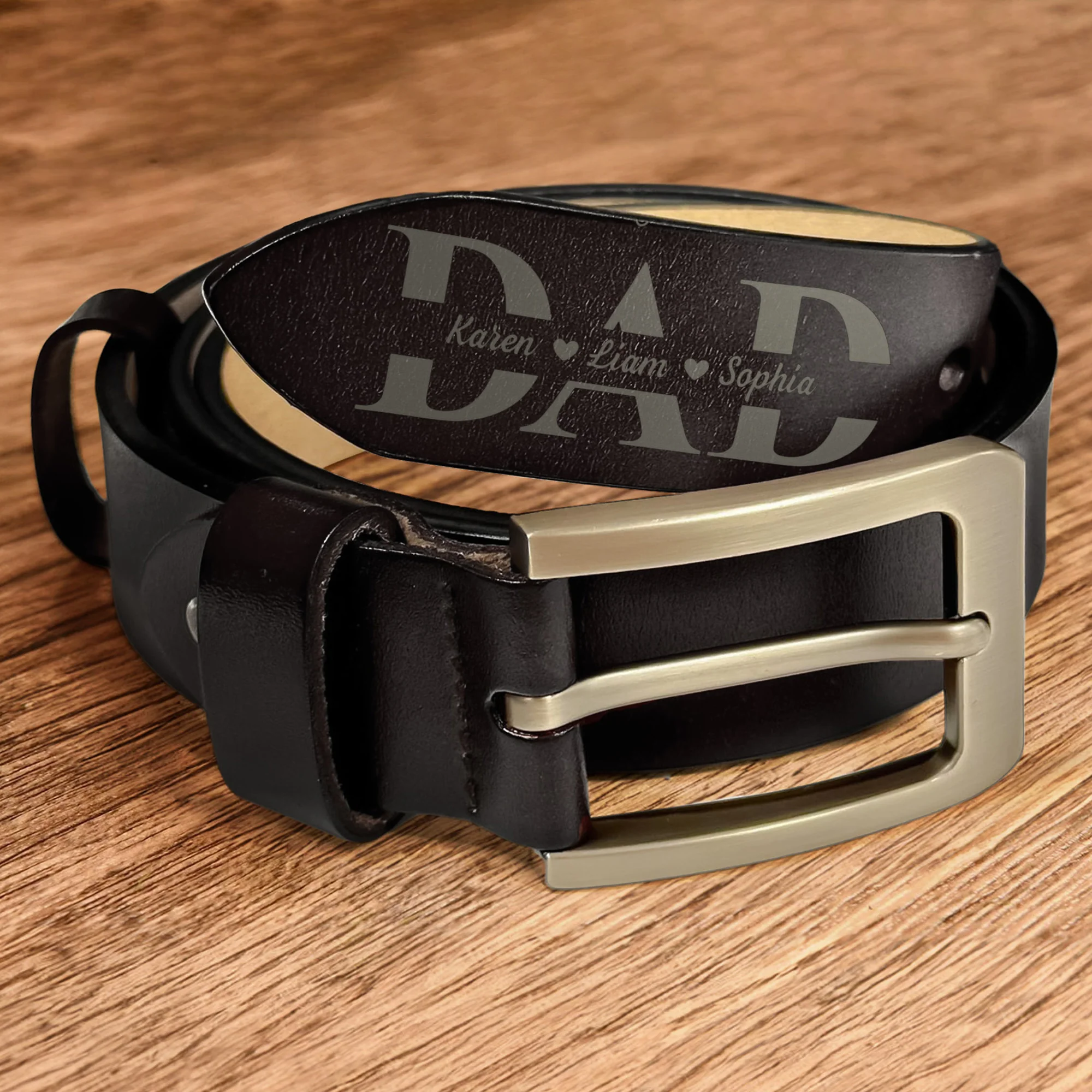 Father's Day Gifts From Wife - Having You As A Dad - Personalized Engraved Leather Belt - Image 2