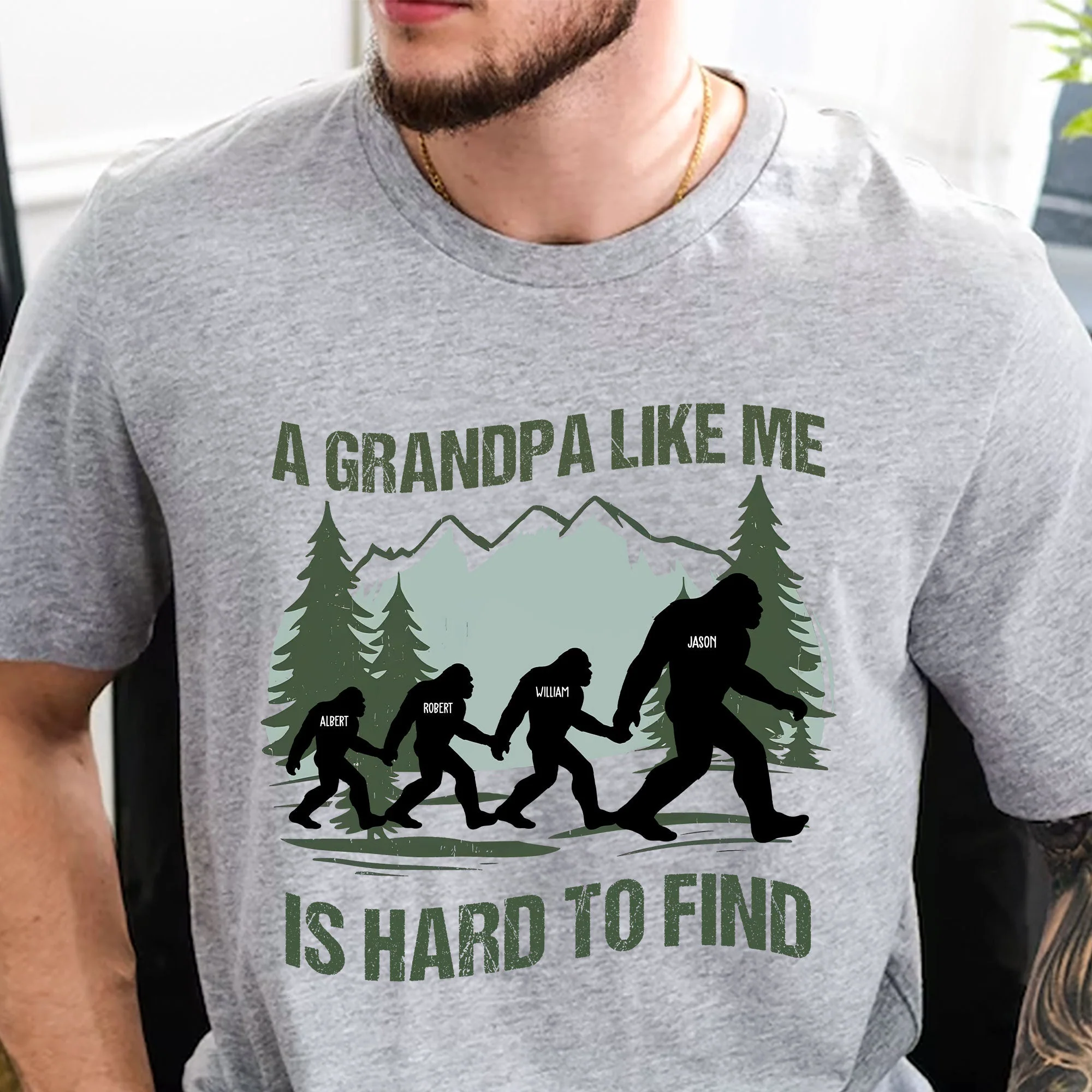 Father's Day Gifts, Funny Bigfoot For Dad, Grandpa, Custom Kids' Names - Personalized Shirt - Image 2