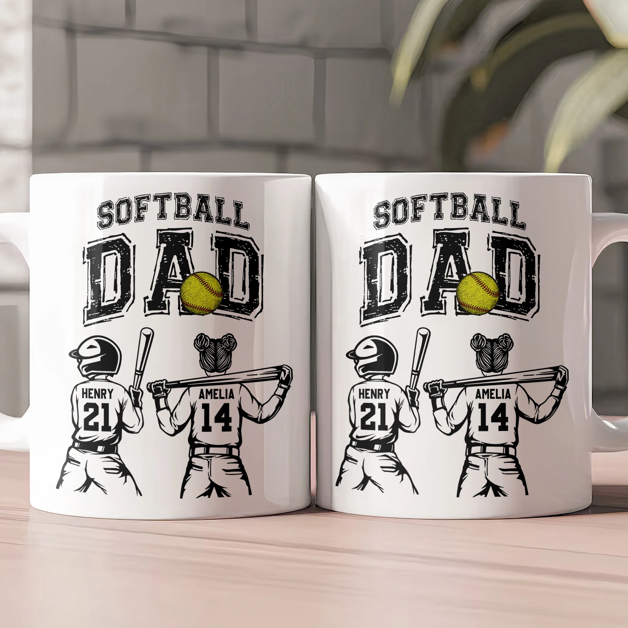 Father's Day Gifts, Softball Dad, Daddy, Grandpa - Personalized Mug - Image 2