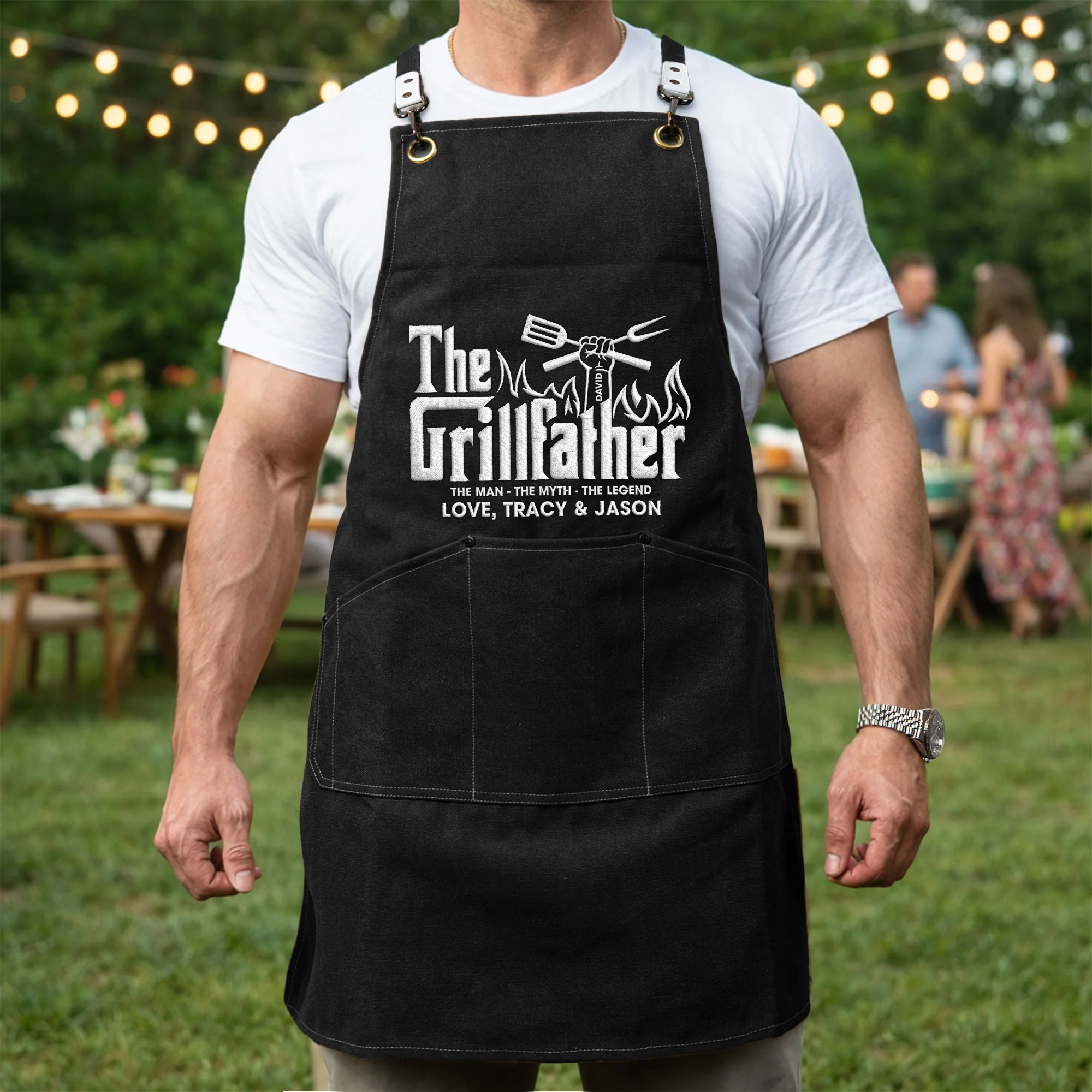 Father's Day Gifts, The Grillfather, The Man The Myth The Legend - Custom With Kids' Names - Personalized Apron - Image 6