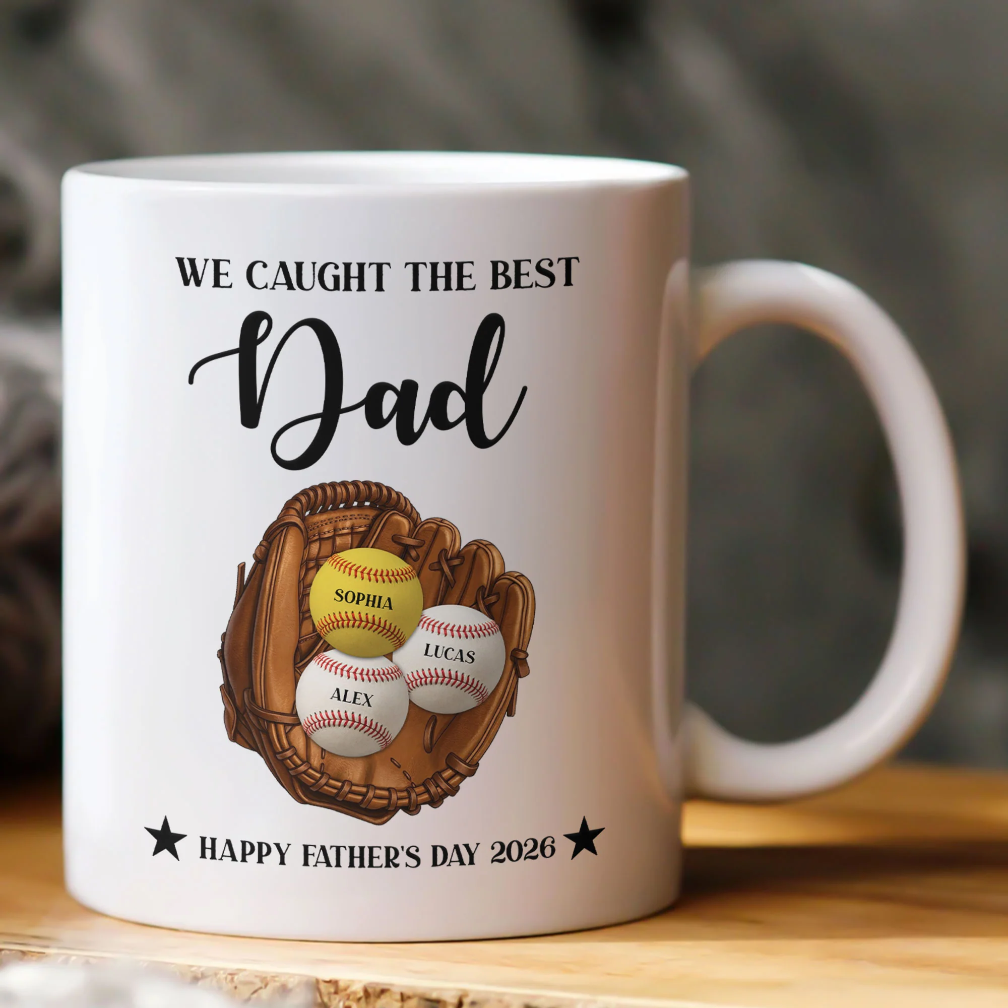 Father's Day Gifts, We Caught The Best Dad For Baseball Dad, Softball Dad - Personalized Mug