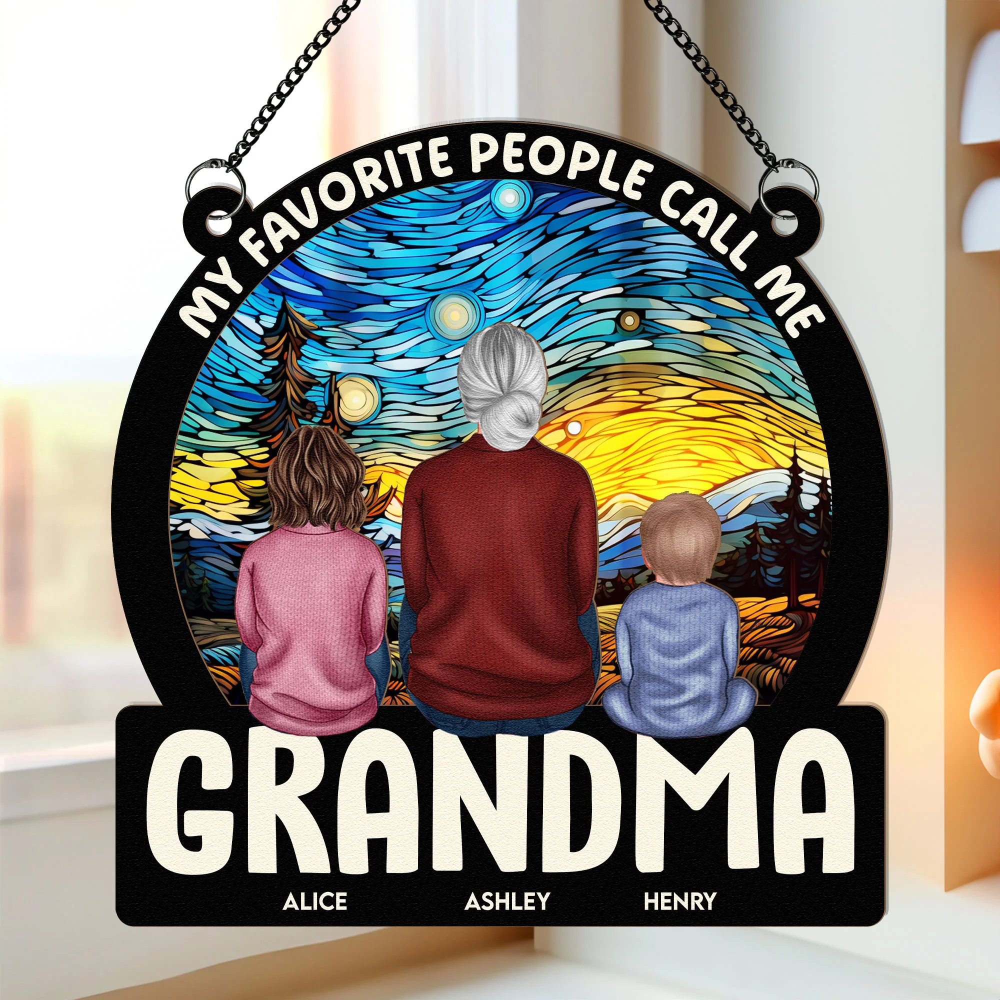 Favorite People Call Me Grandma - Personalized Window Hanging Suncatcher Ornament - Gift For Grandma - Image 3
