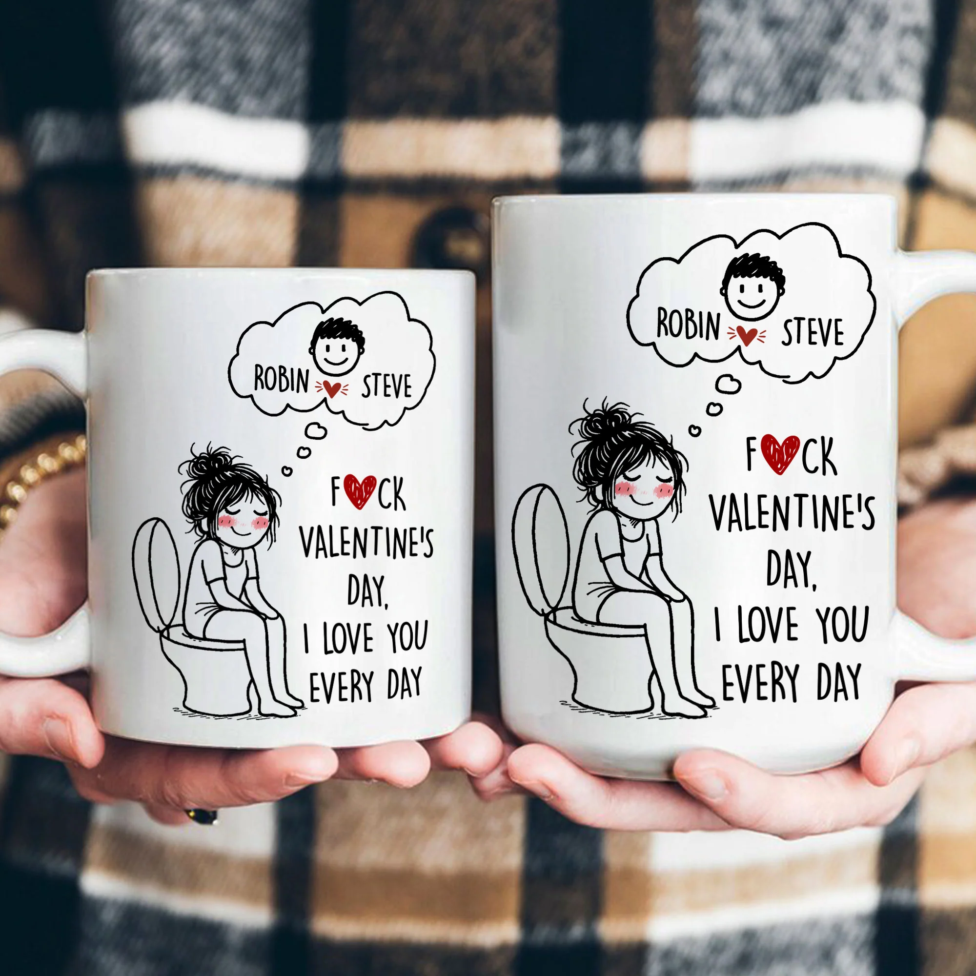 F()Ck Valentine's Day, I Love You Every Day Cute Cartoon - Personalized Mug - Image 4