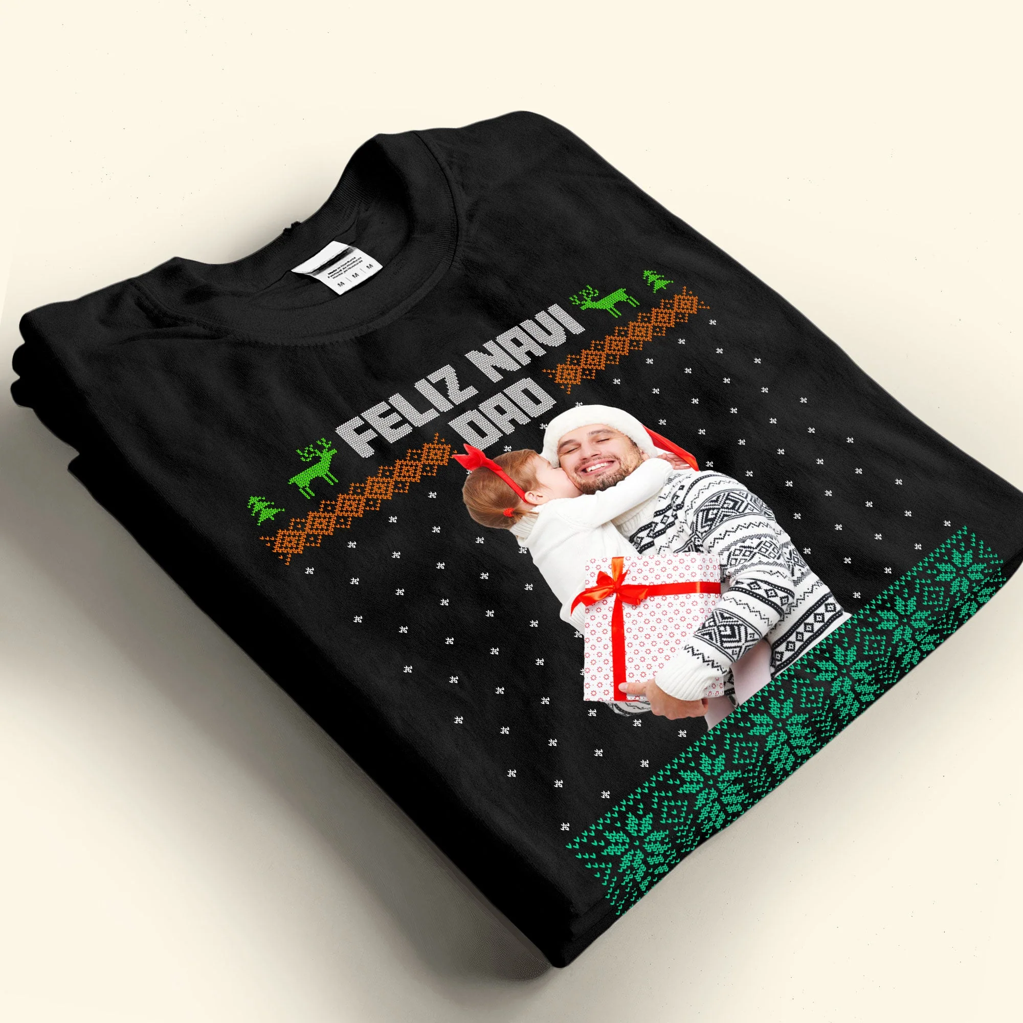 Feliz Navi Dad Christmas Gift For Dad Grandpa - Personalized Photo Shirt - Image 2