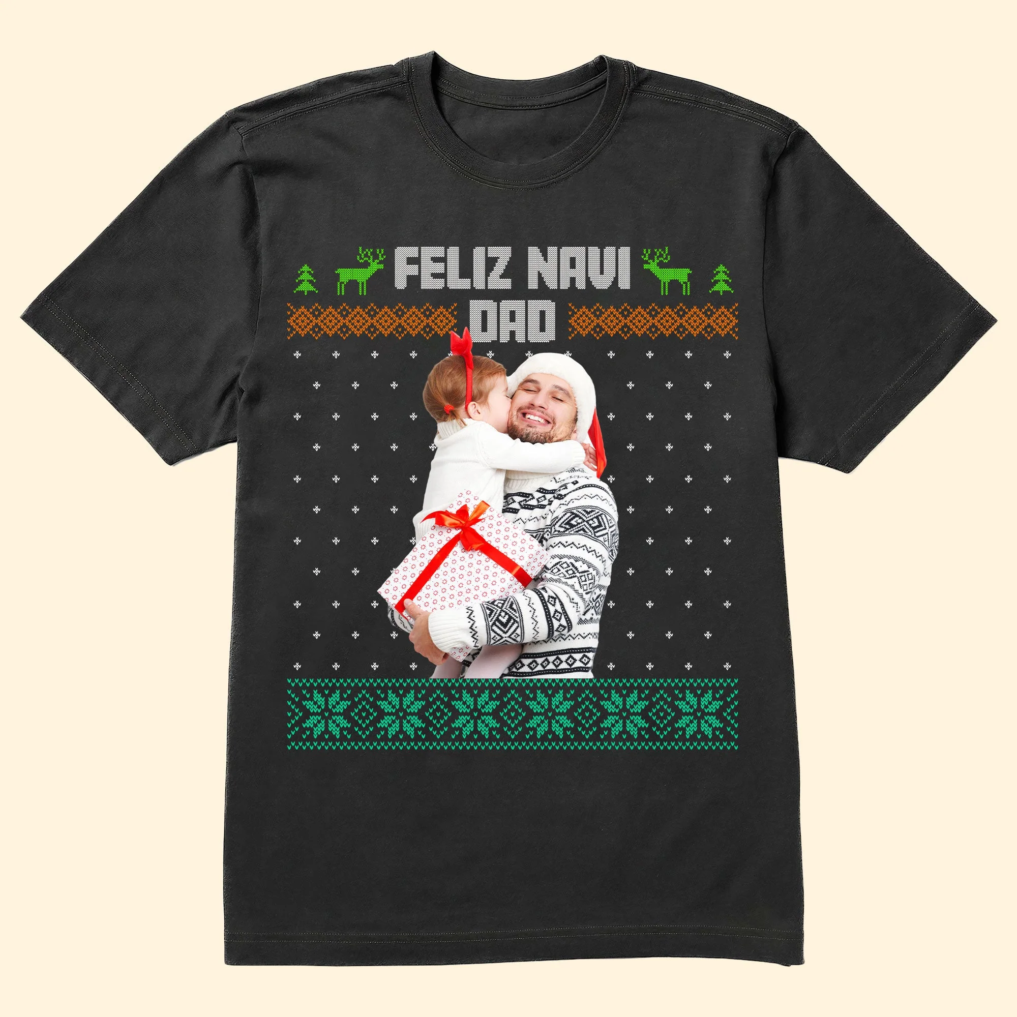 Feliz Navi Dad Christmas Gift For Dad Grandpa - Personalized Photo Shirt - Image 4
