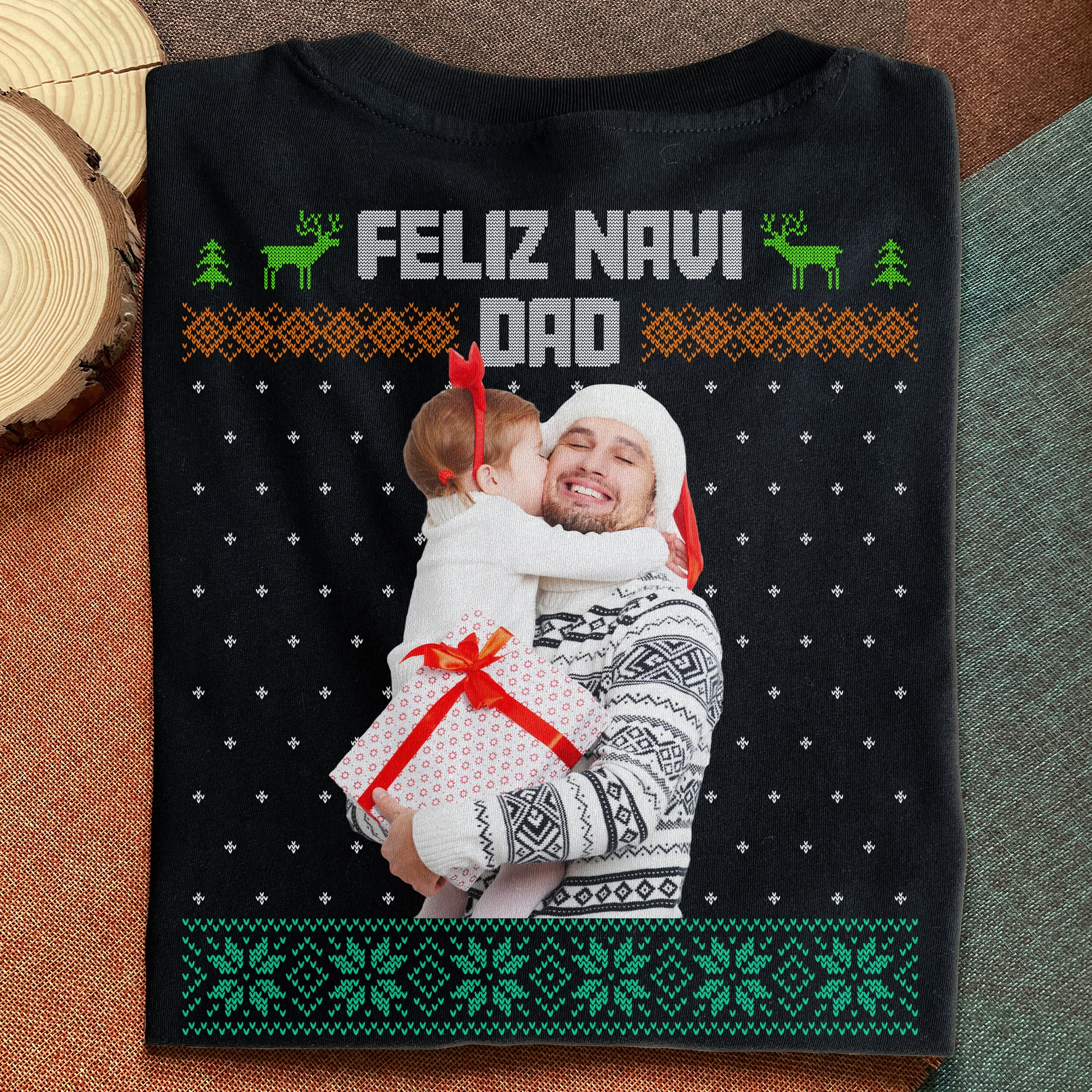 Feliz Navi Dad Christmas Gift For Dad Grandpa - Personalized Photo Shirt - Image 6