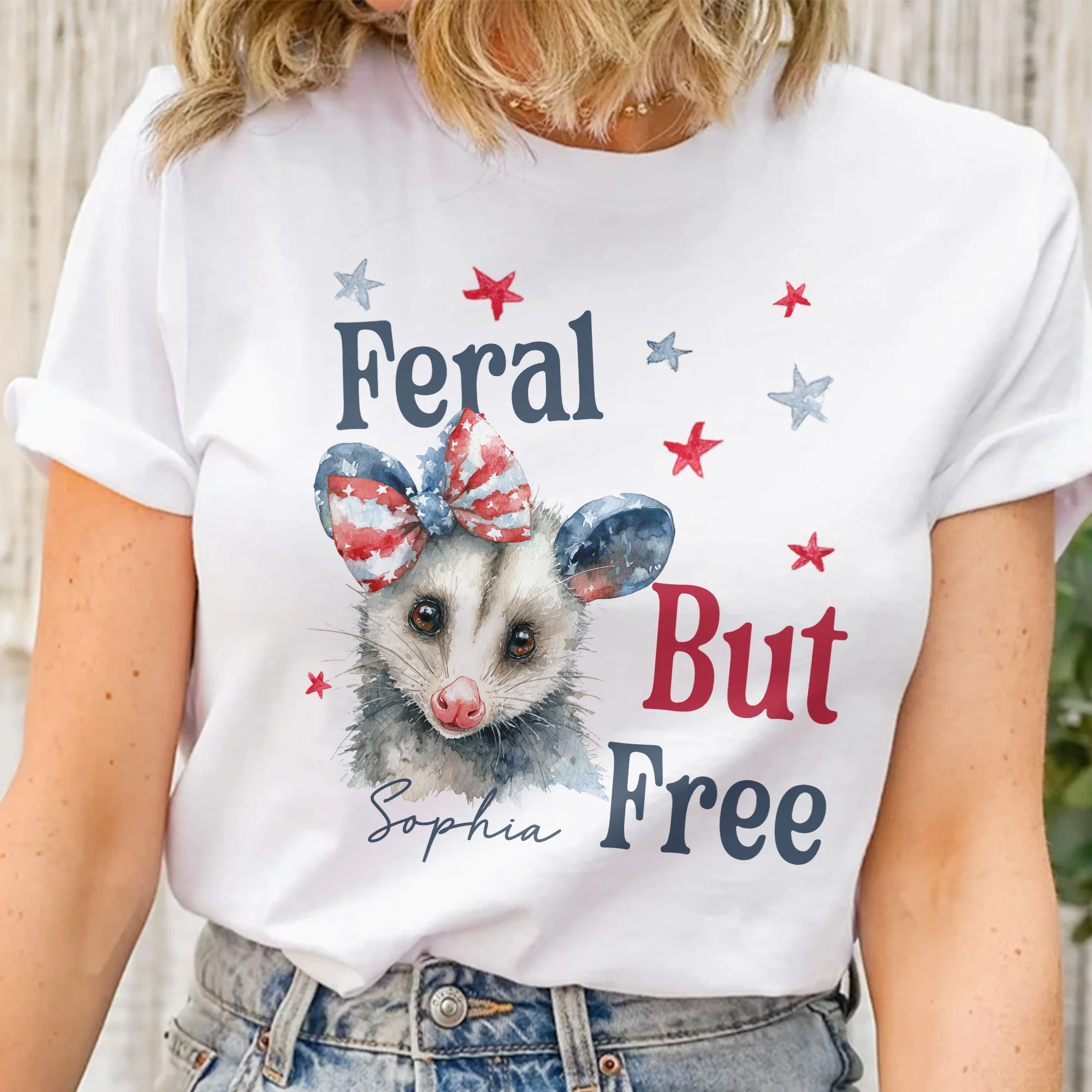 Feral But Free July 4th Funny Party - Personalized Shirt - Image 2
