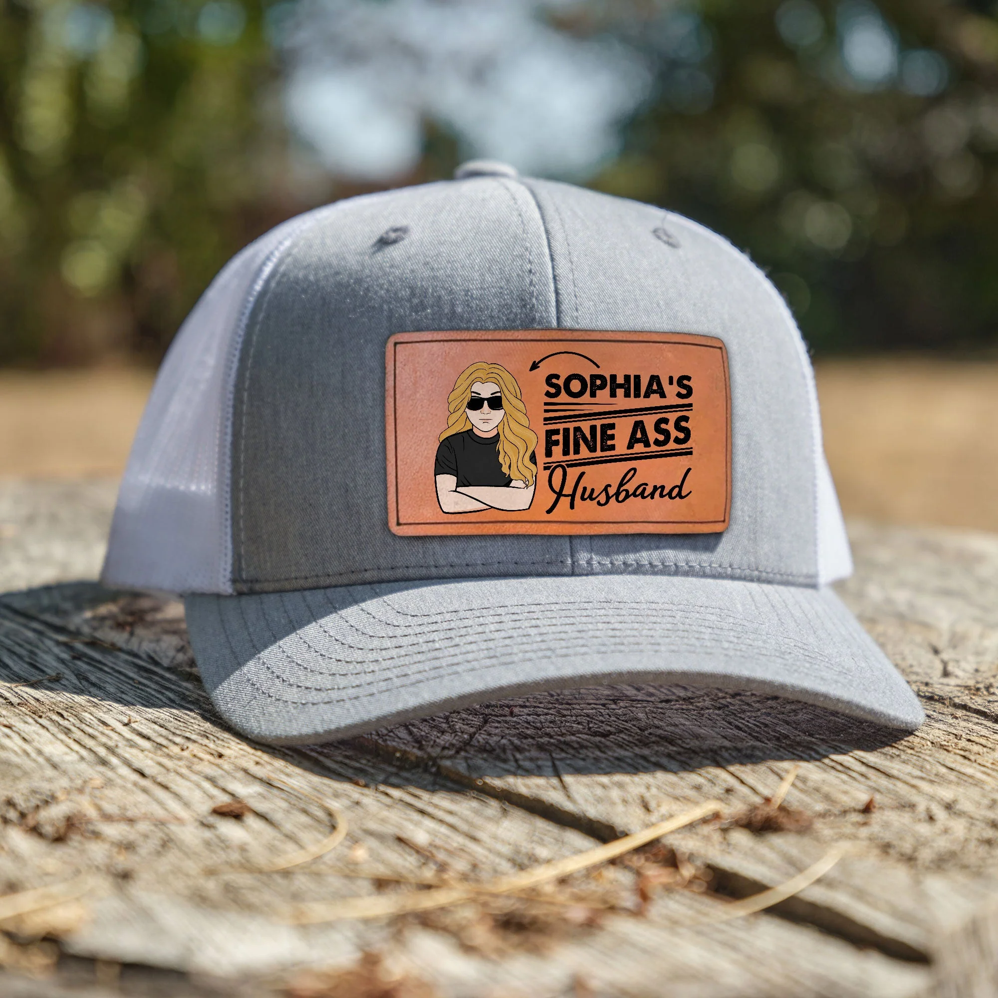 Fine @ss Husband - Personalized Leather Patch Hat - Image 2