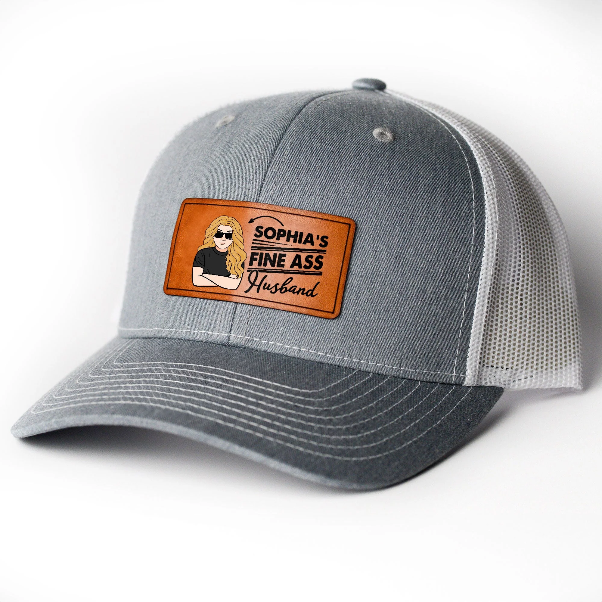 Fine @ss Husband - Personalized Leather Patch Hat - Image 3