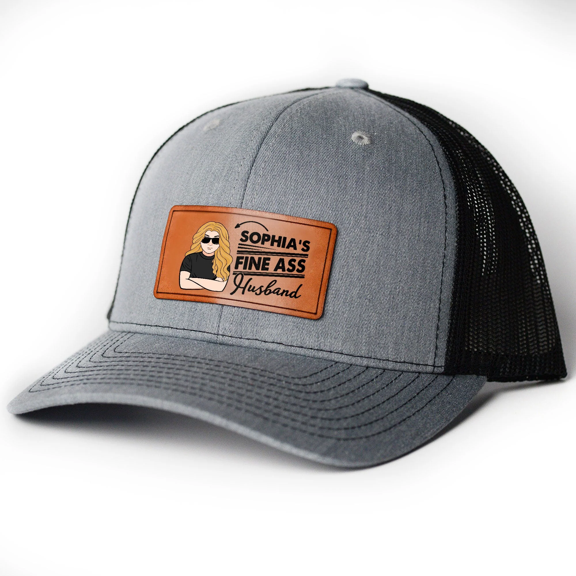 Fine @ss Husband - Personalized Leather Patch Hat - Image 5