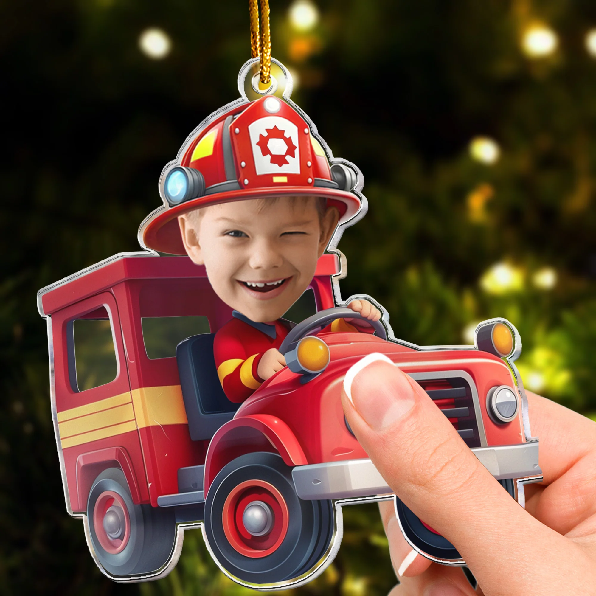 Firefighter - Kid's Dream Job - Gifts For Son, Grandson - Personalized Acrylic Photo Ornament - Image 4