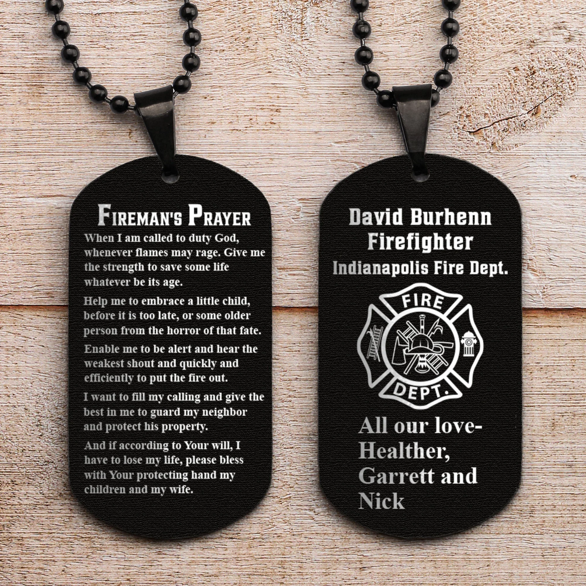 Fireman's Prayer - Personalized Dog Tag Necklace - Image 2