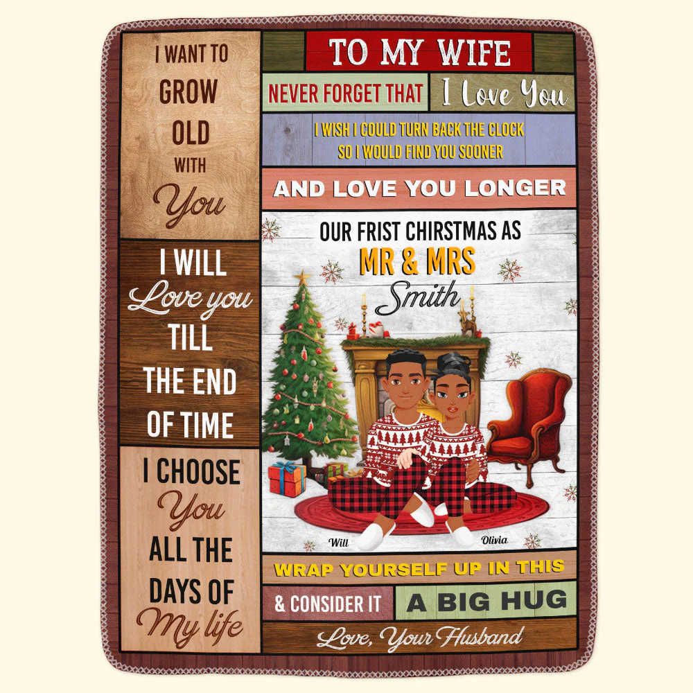 First Christmas As Mr & Mrs - Personalized Blanket - Image 4