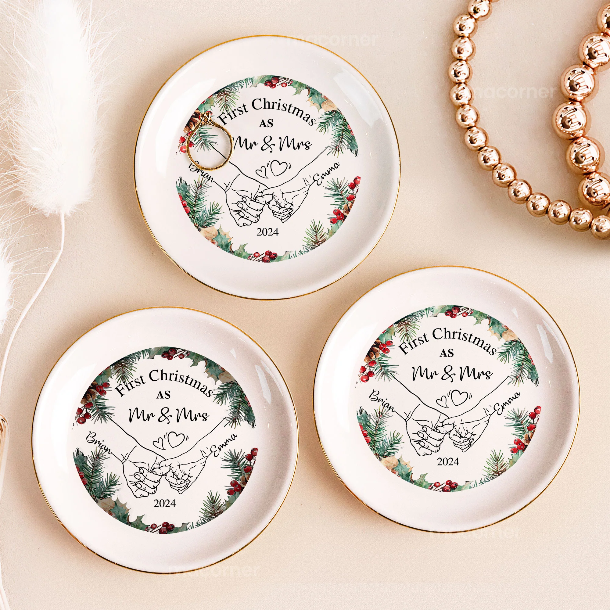 First Christmas As Mr & Mrs - Personalized Jewelry Dish - Image 3