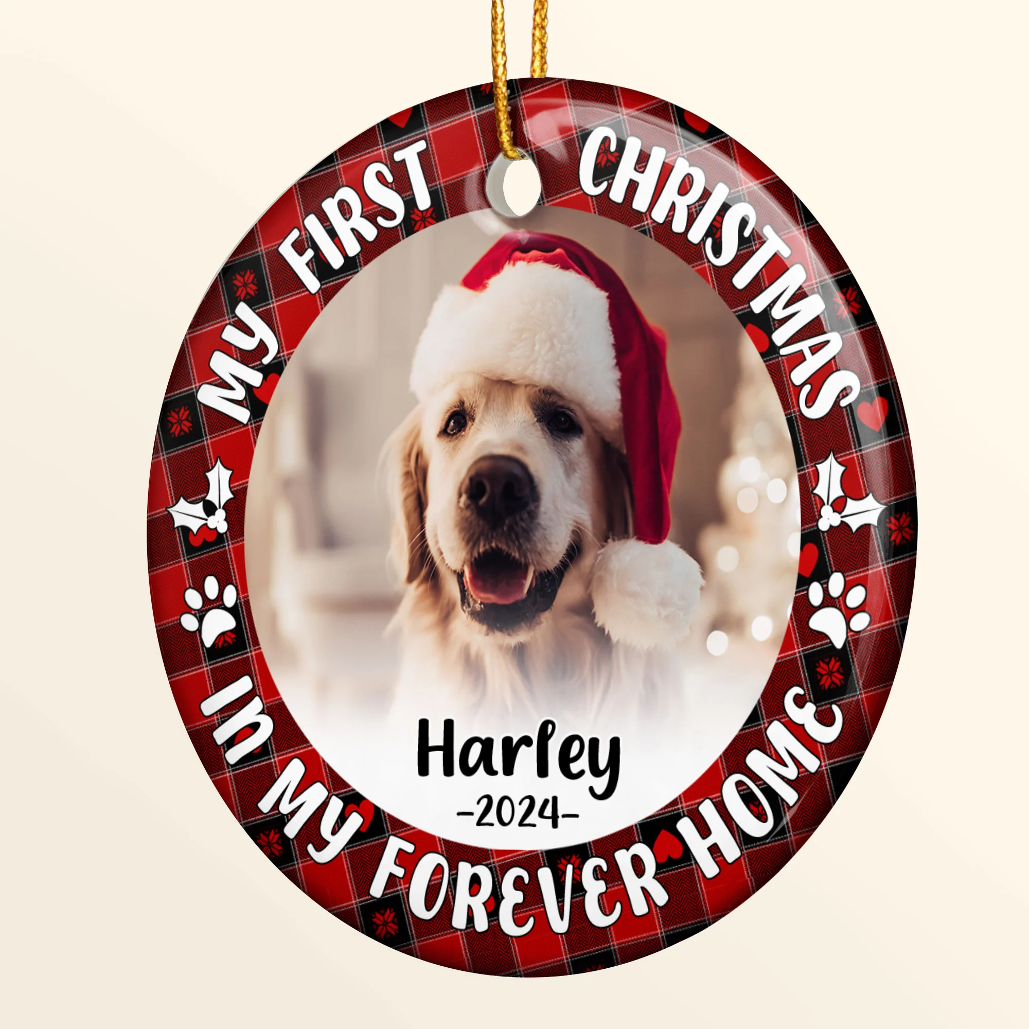 First Christmas Dog Cat - Personalized Ceramic Photo Ornament - Image 8