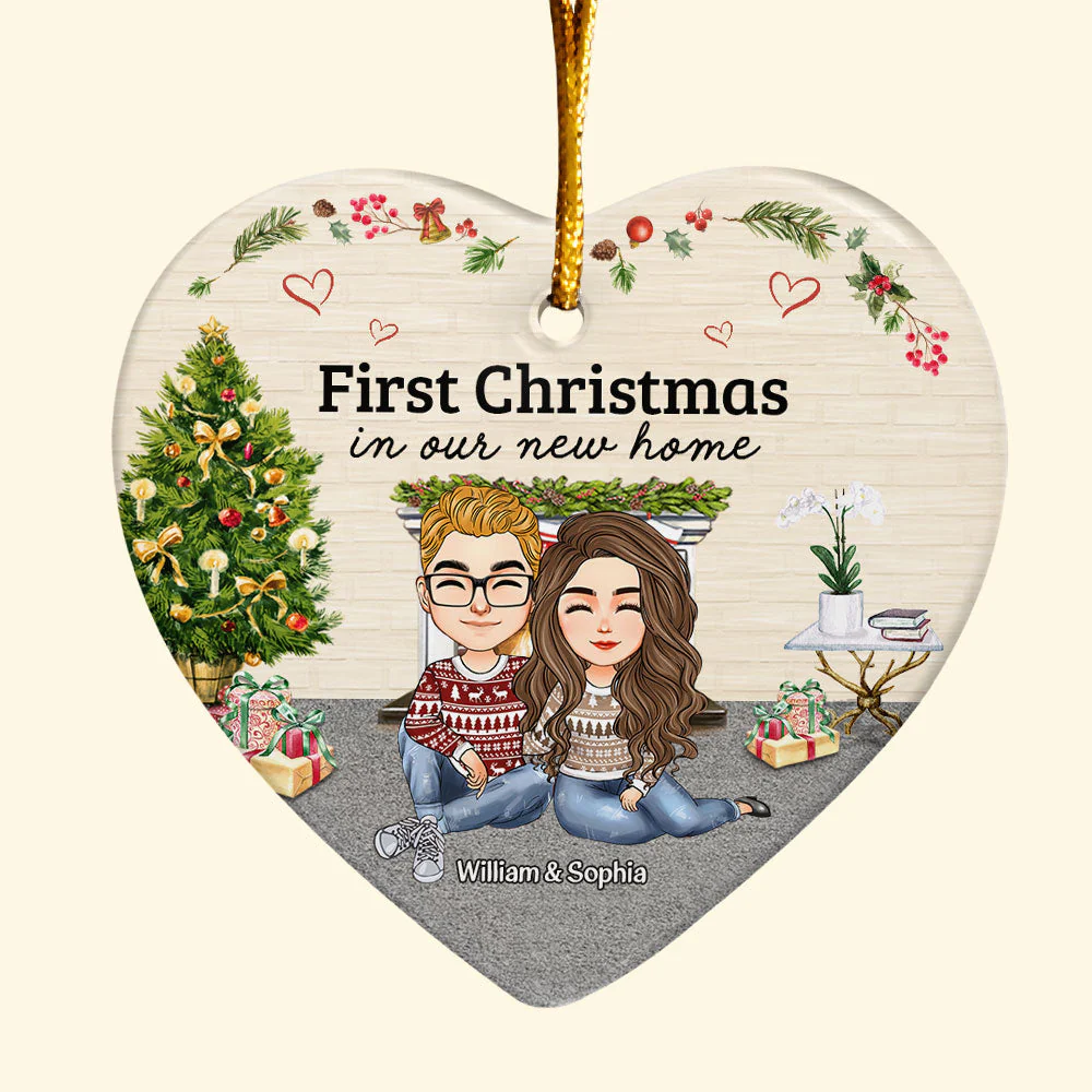 First Christmas In Our New Home - Personalized Heart Shaped Ceramic Ornament - Image 4