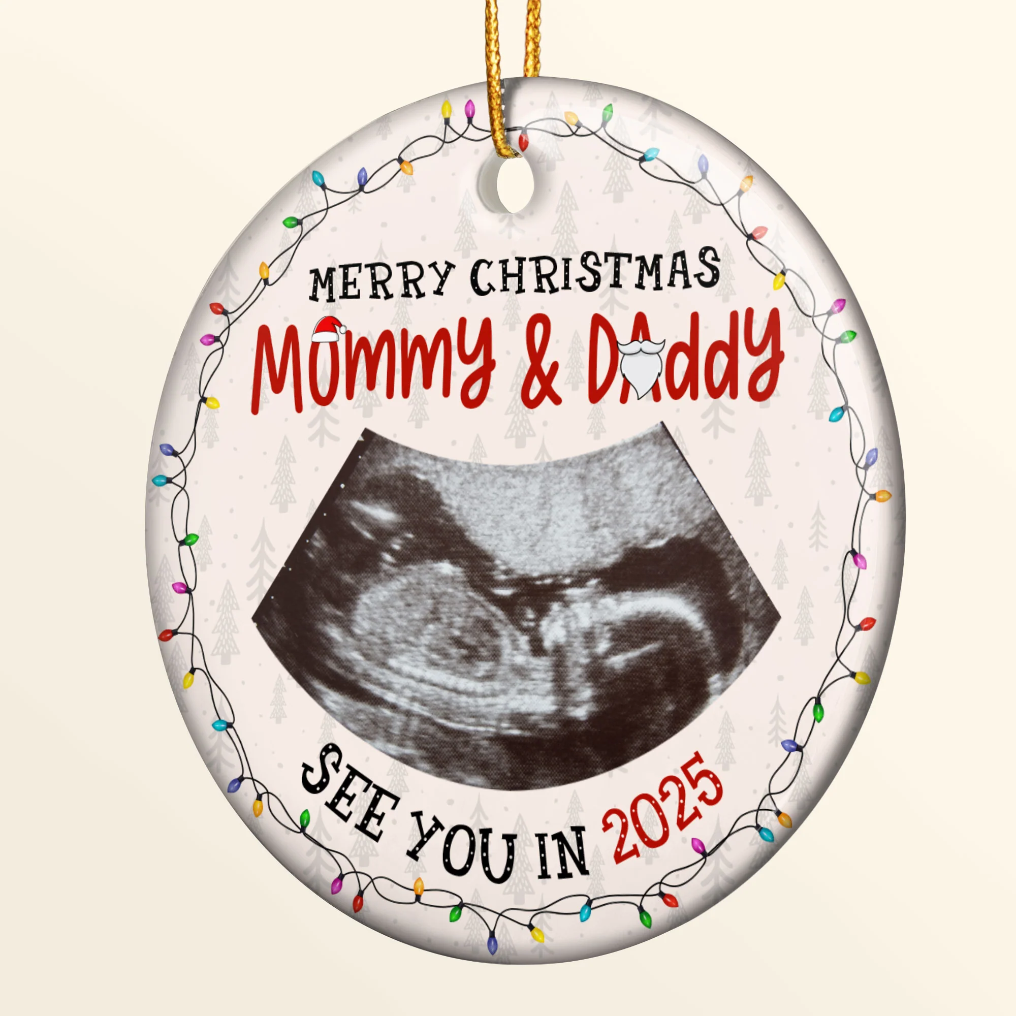 First Christmas Mommy & Daddy - Personalized Ceramic Photo Ornament - Image 6