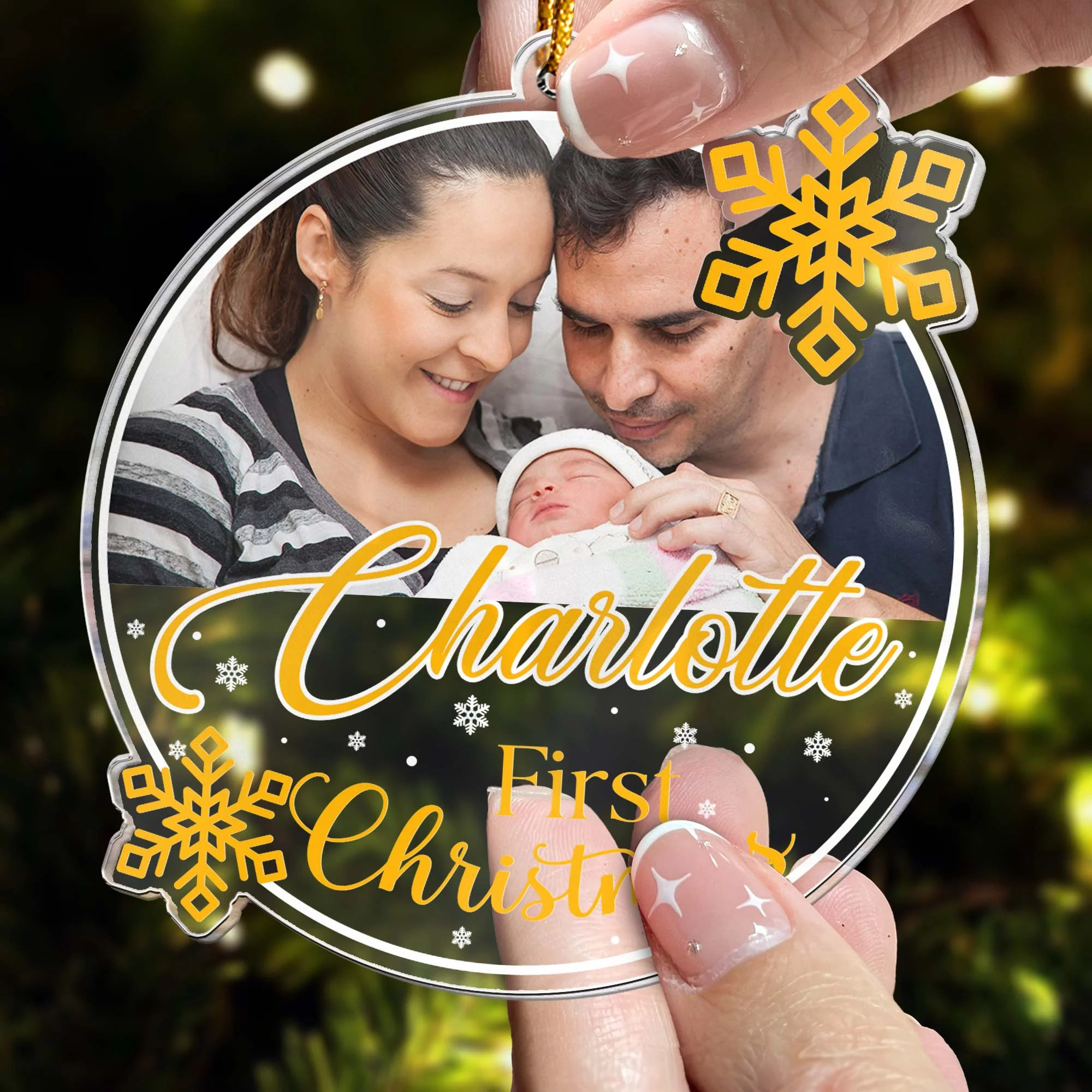 First Christmas of Baby - Personalized Acrylic Photo Ornament - Image 4