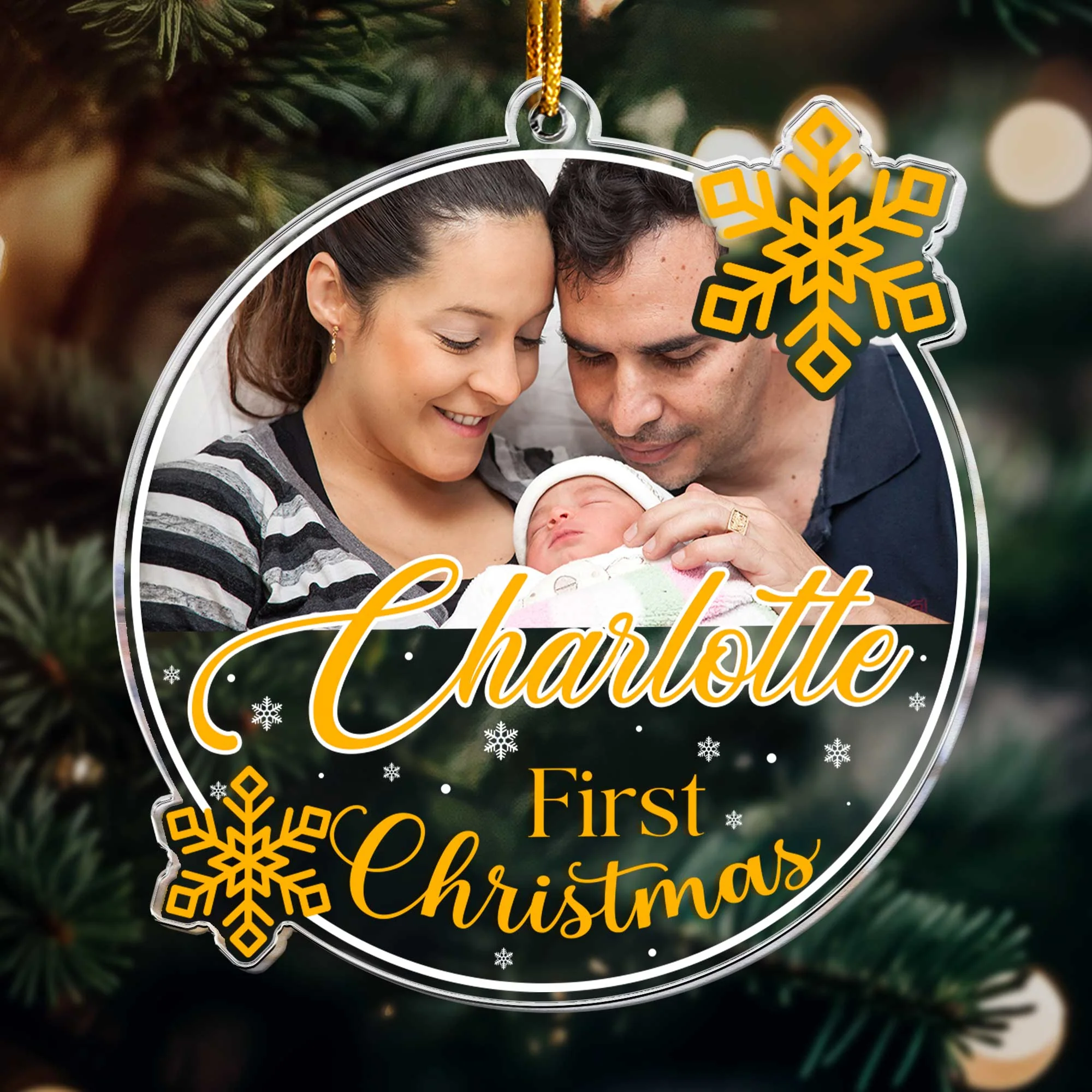 First Christmas of Baby - Personalized Acrylic Photo Ornament - Image 5
