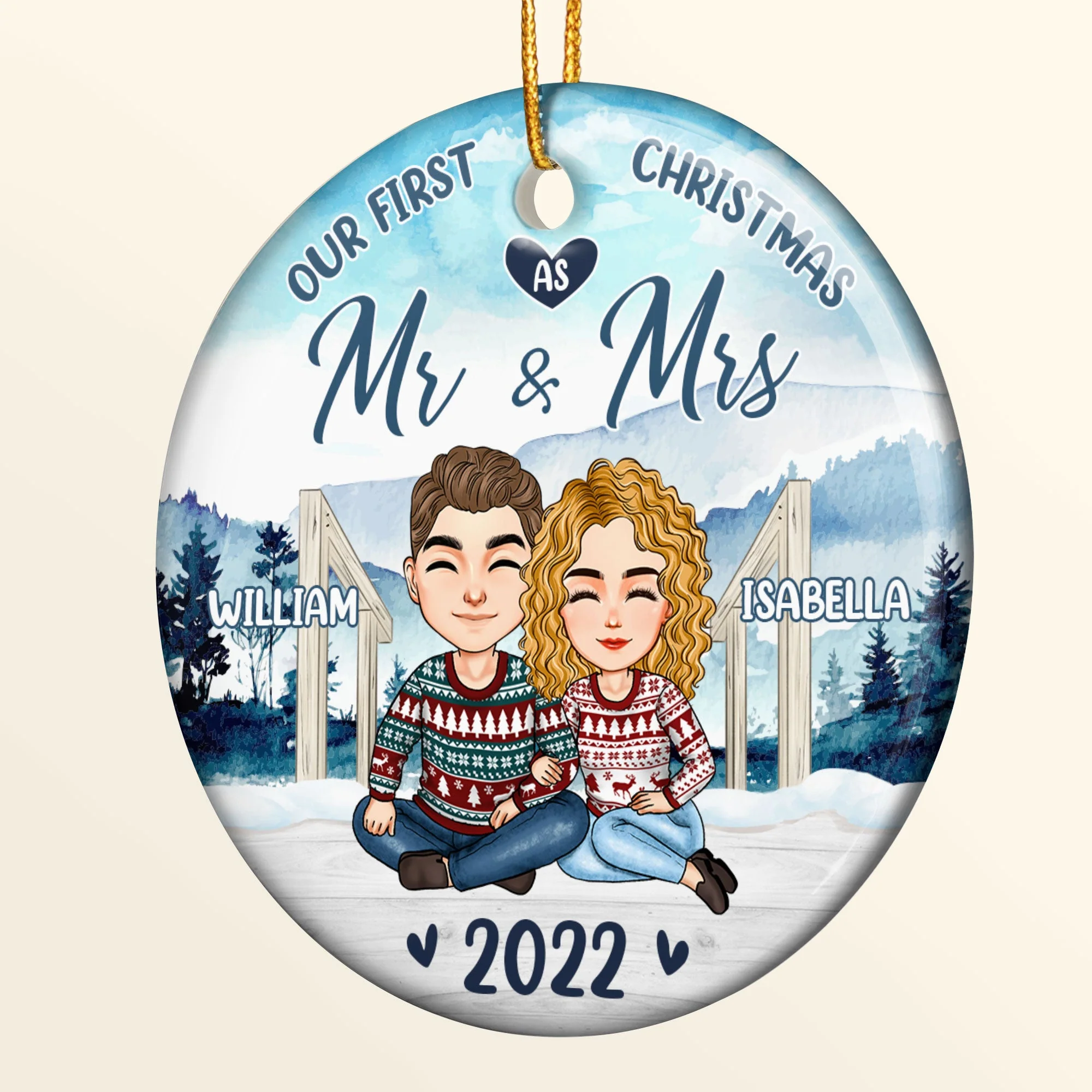 First Christmas Together - Personalized Ceramic Ornament - Image 2