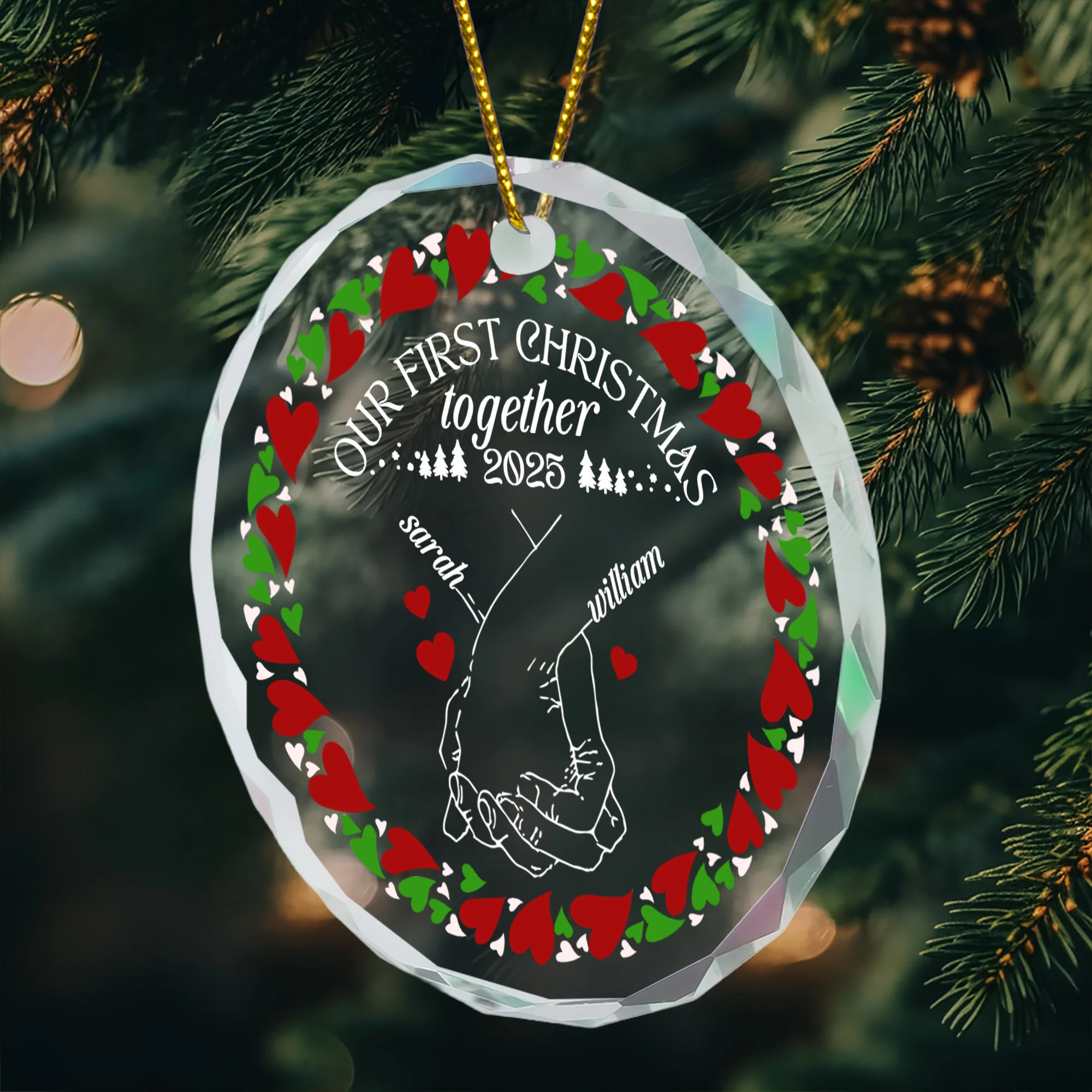 First Christmas Together - Personalized Glass Ornament - Image 2