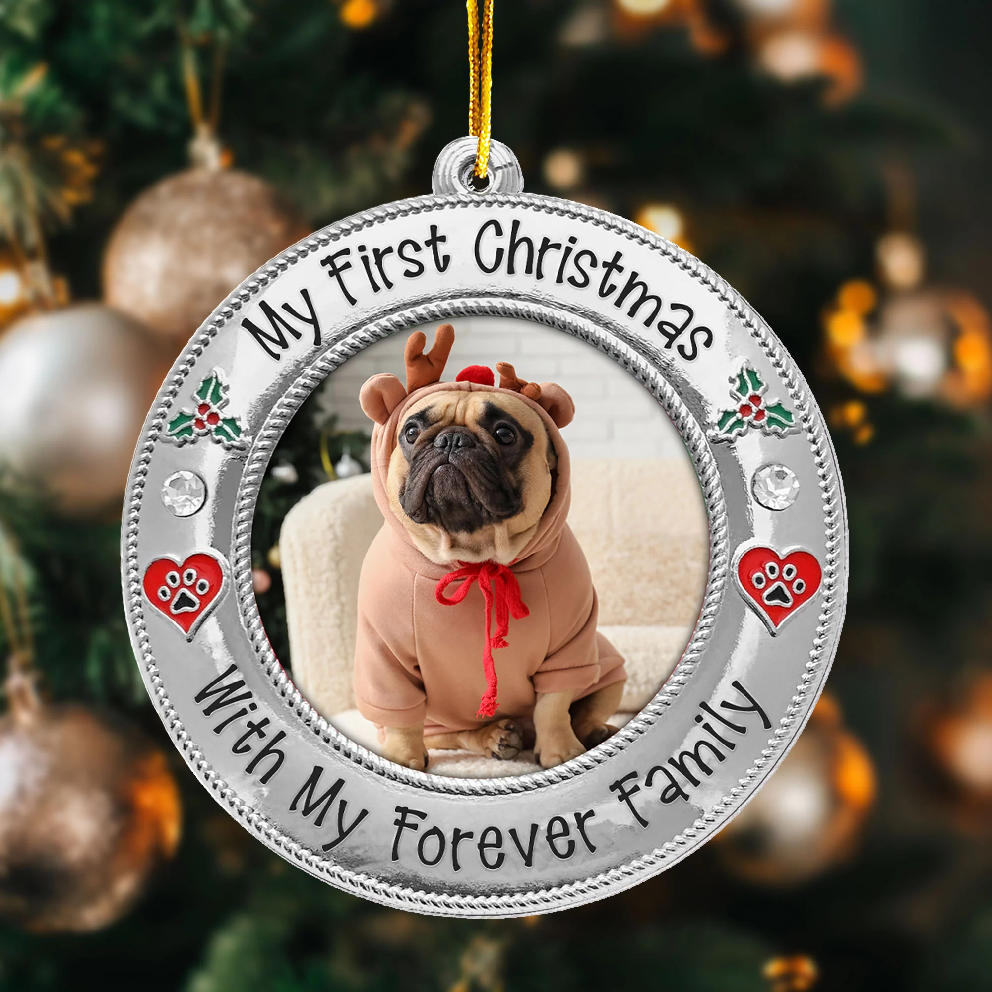 First Christmas With My Forever Family - Personalized Acrylic Photo Ornament - Image 6