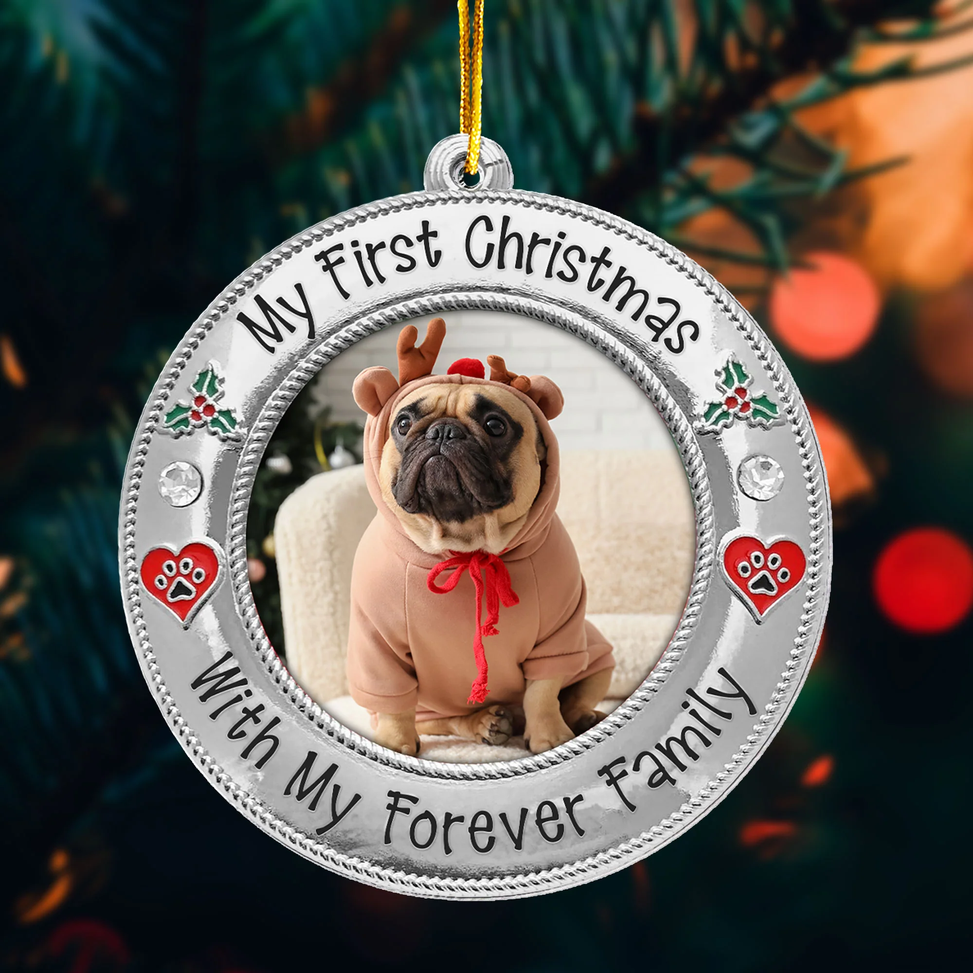 First Christmas With My Forever Family - Personalized Acrylic Photo Ornament - Image 7