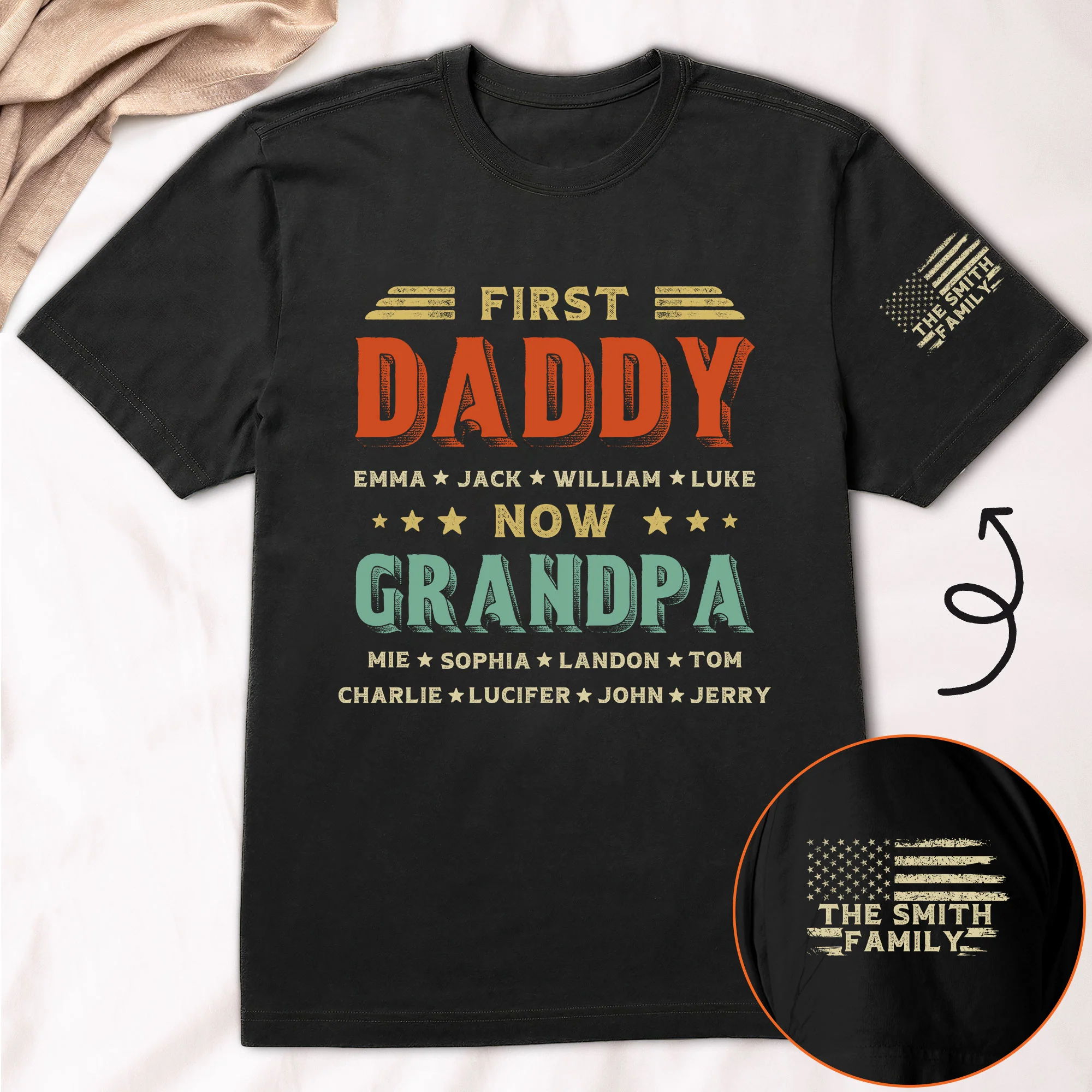 First Dad Now Grandpa Custom Title & Kids Names - Personalized Shirt - Image 2