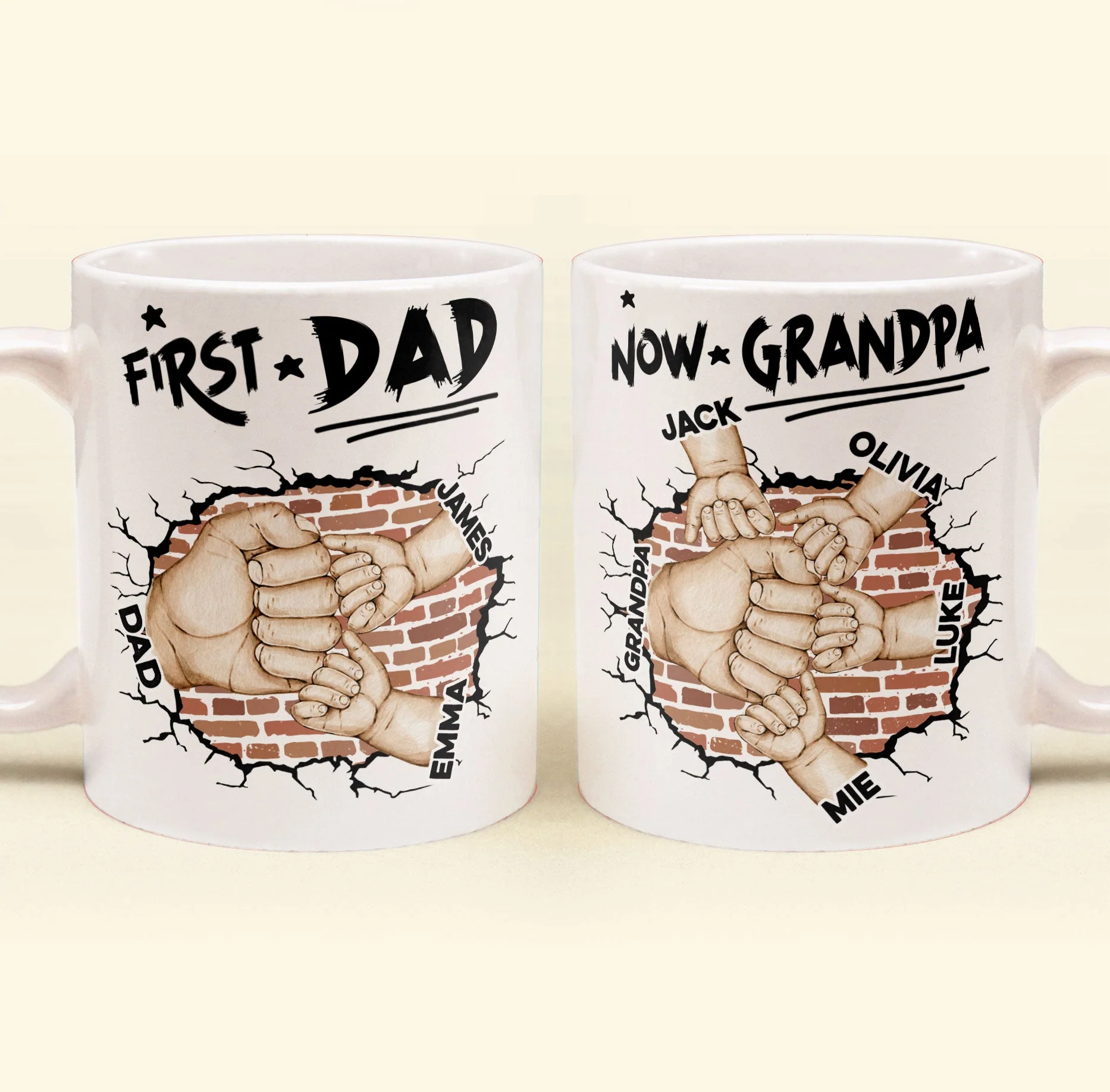 First Dad Now Grandpa Fist Bump Kids - Personalized Mug - Image 2
