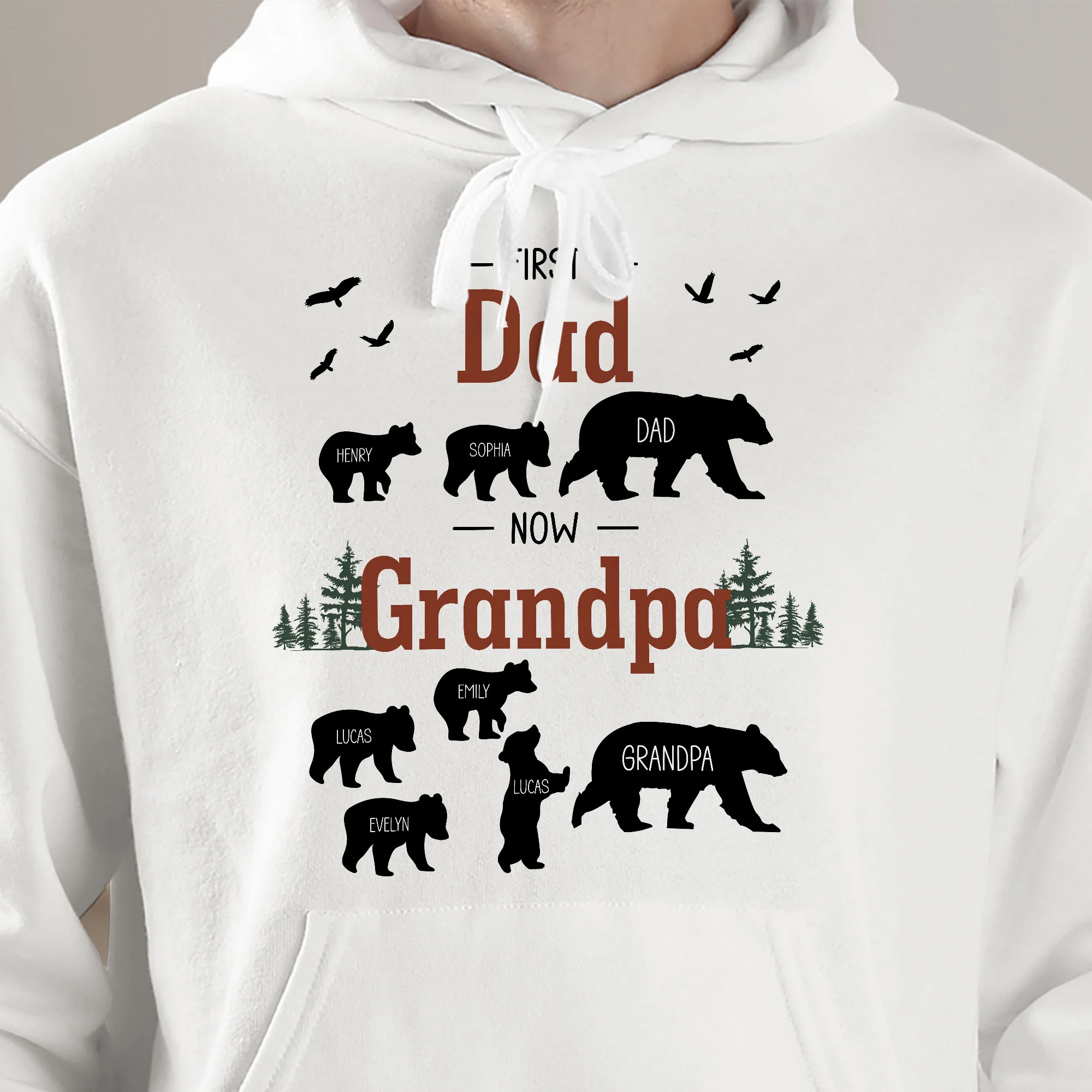 First Dad Now Grandpa - Papa Bear - Personalized Shirt - Image 4
