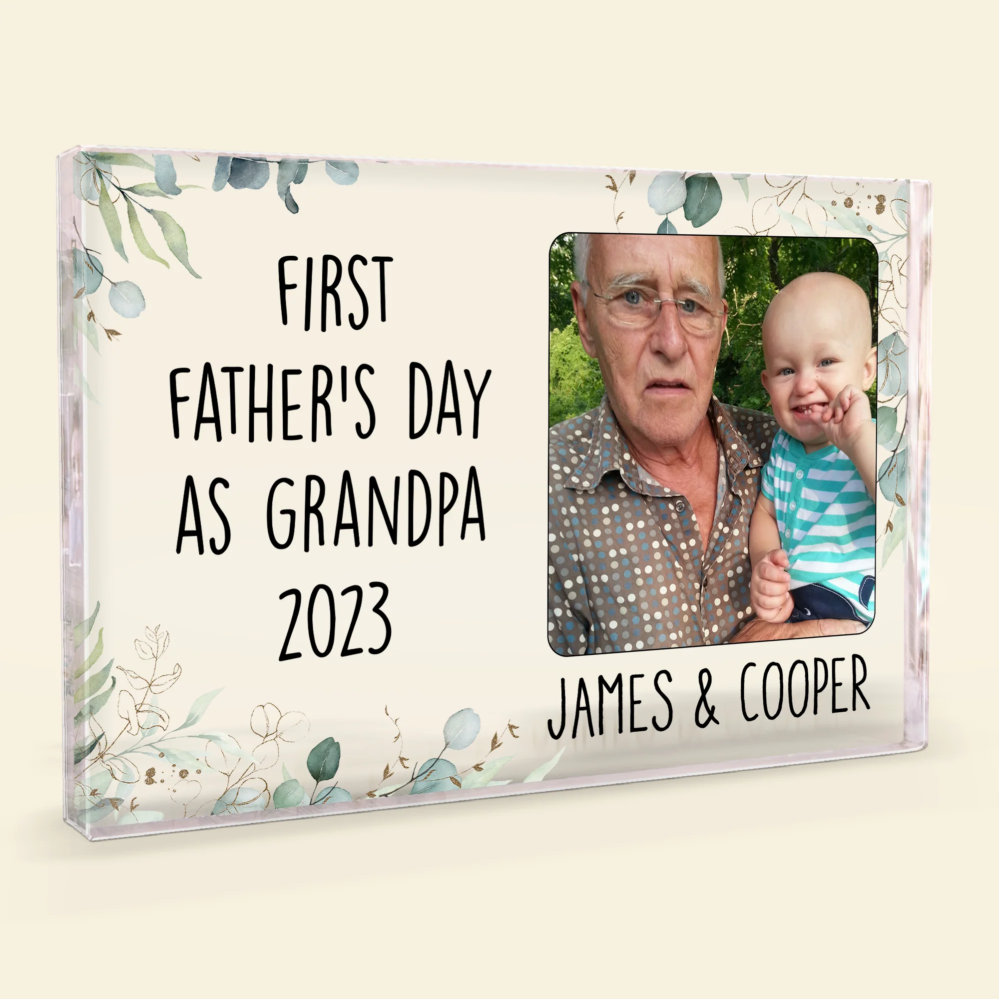 First Father's Day As Grandpa - Personalized Rectangle Acrylic Plaque - Image 2