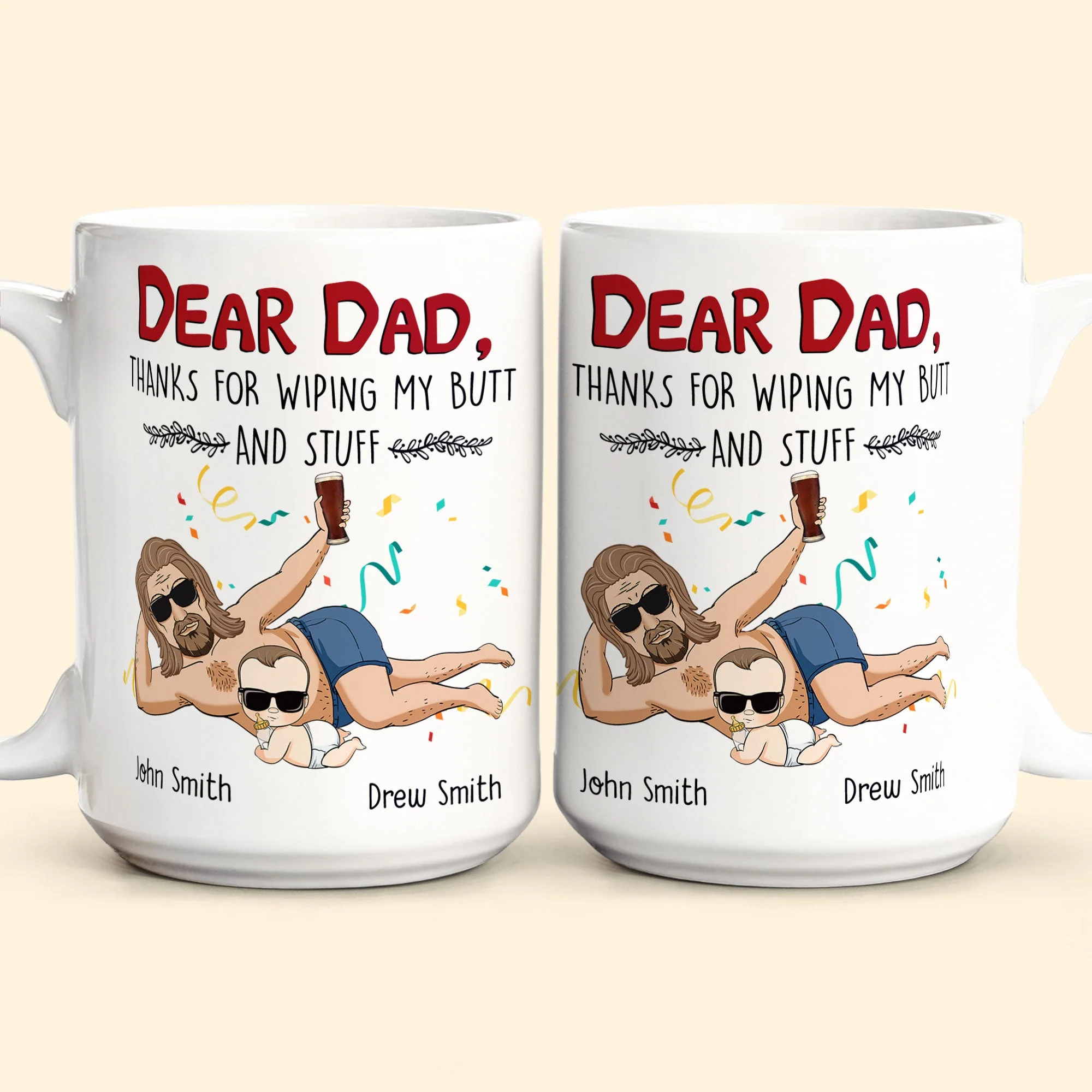 First Fathers Day Gift Thanks For Wiping My Butt And Stuff - Personalized Mug - Image 4