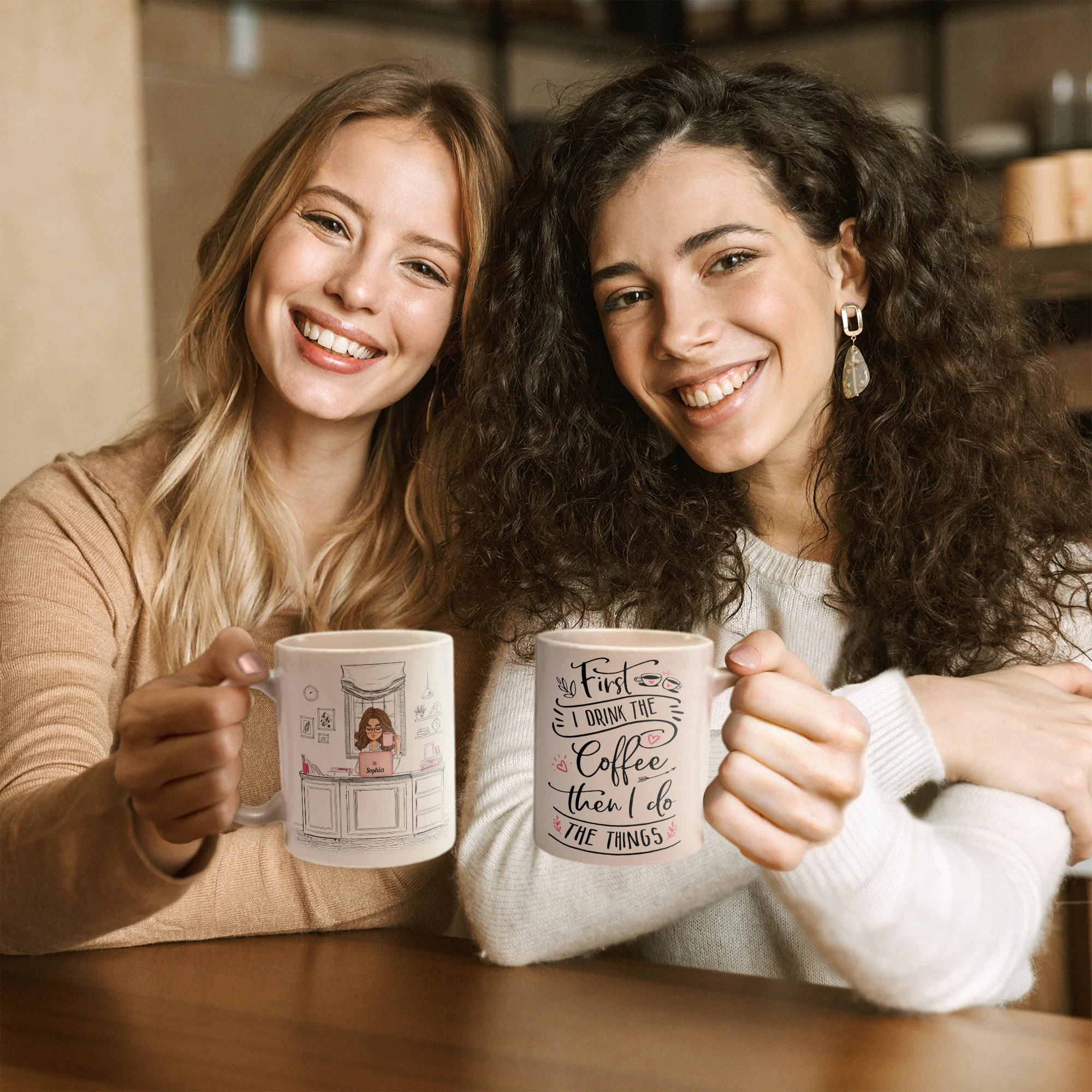 First I Drink The Coffee - Personalized Mug - Birthday, Motivational Gift For Girls, Women, Boss Ladies - Image 3