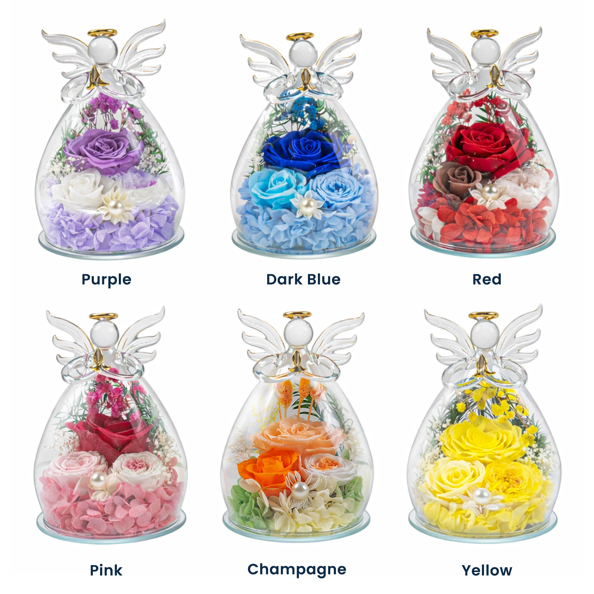 First Mom Now Grandma Gift For Mom, Grandma - Personalized Flower In Glass Angel Figurines - Image 4