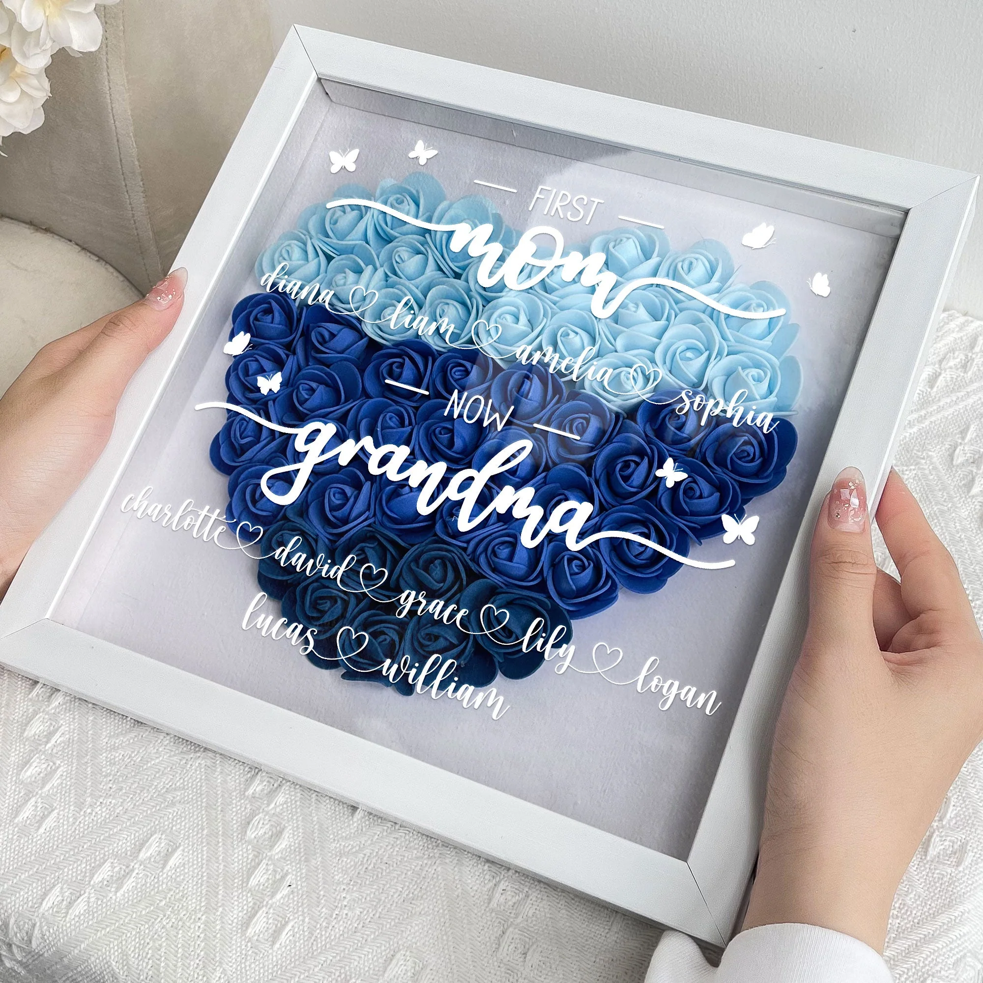 First Mom Now Grandma - Personalized Flower Shadow Box - Image 2