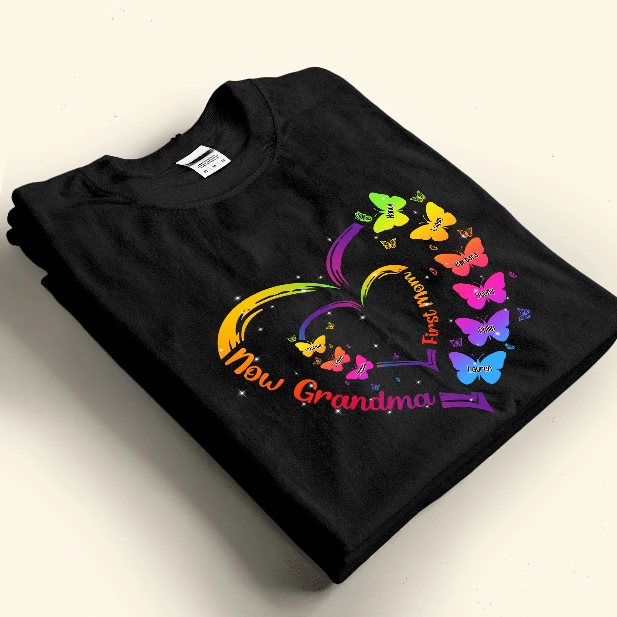 First Mom Now Grandma With Butterfly - Personalized Shirt - Image 5