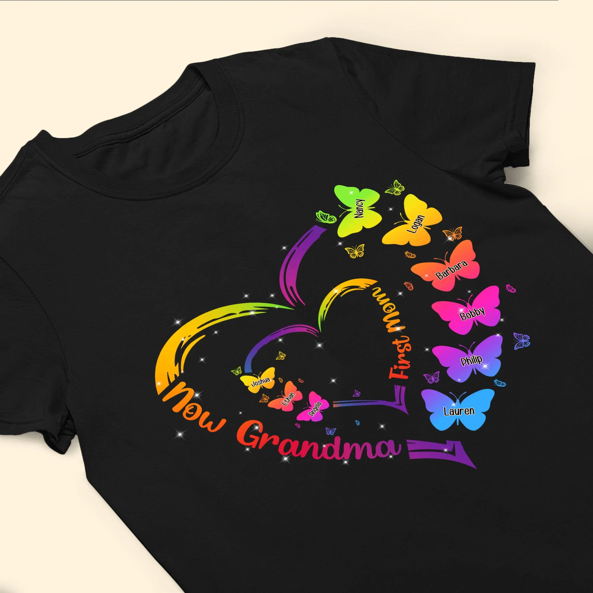 First Mom Now Grandma With Butterfly - Personalized Shirt - Image 6
