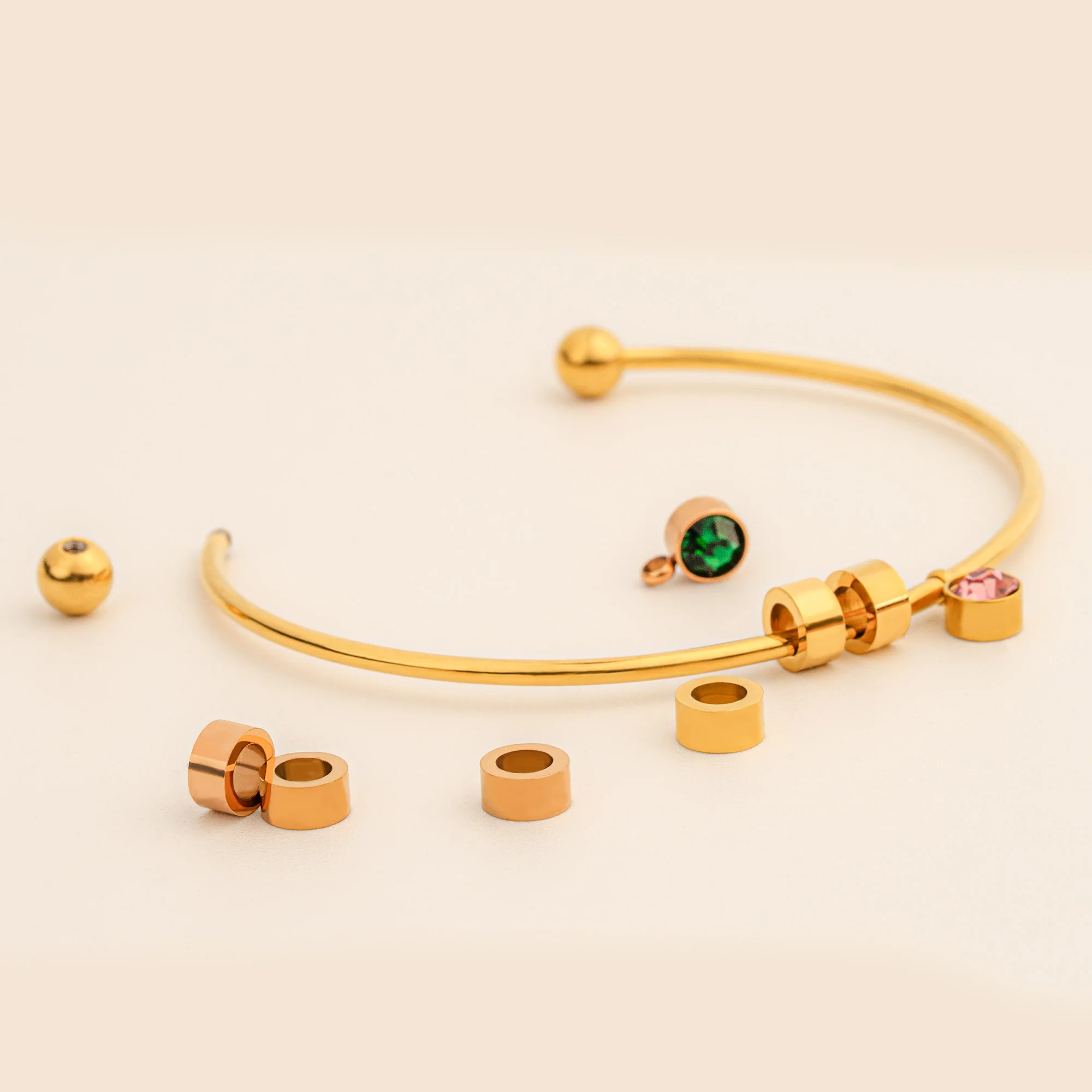 First Mother's Day Gift- Personalized Engravable Bead Name Cuff Bracelet With Birthstone - Image 4