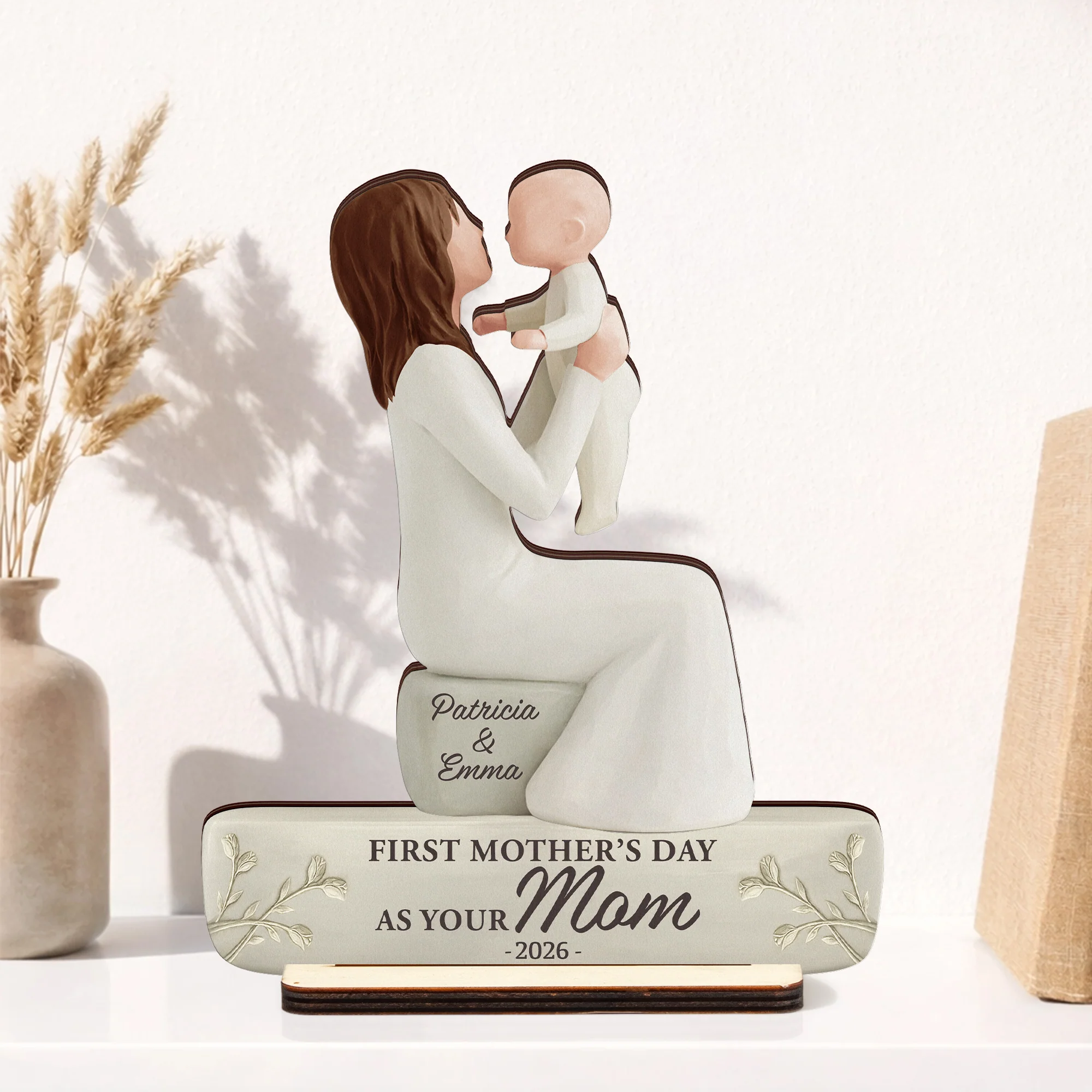 First Mother's Day Mom Grandma - Personalized Wooden Plaque