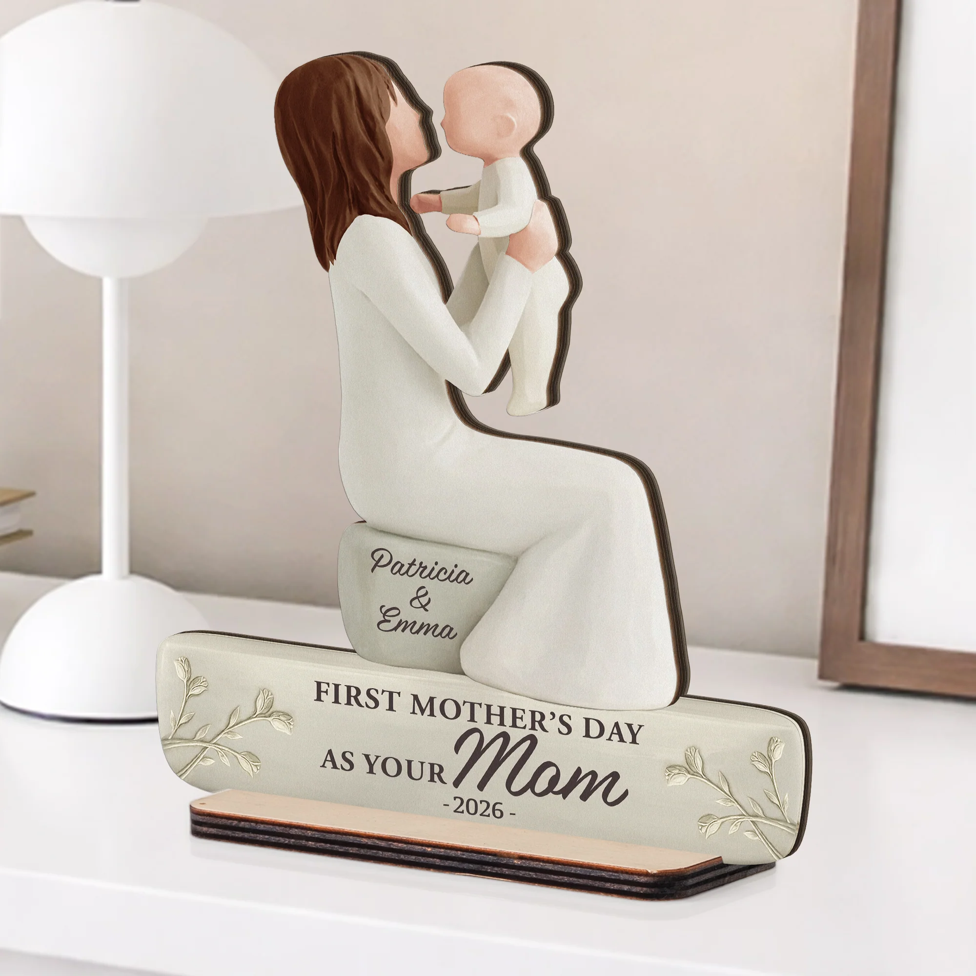 First Mother's Day Mom Grandma - Personalized Wooden Plaque - Image 2