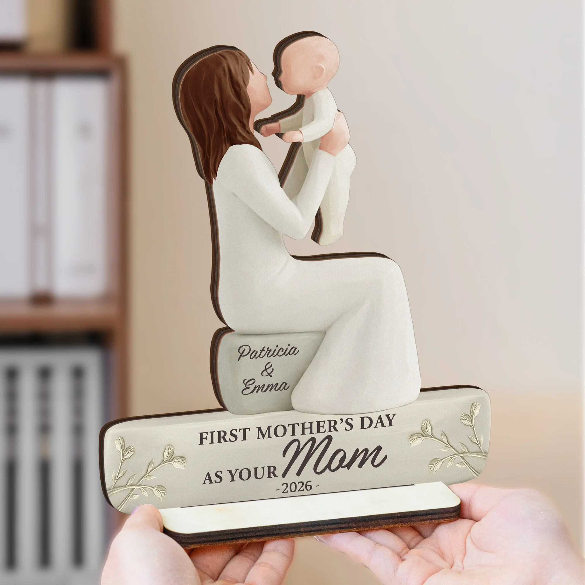 First Mother's Day Mom Grandma - Personalized Wooden Plaque - Image 3