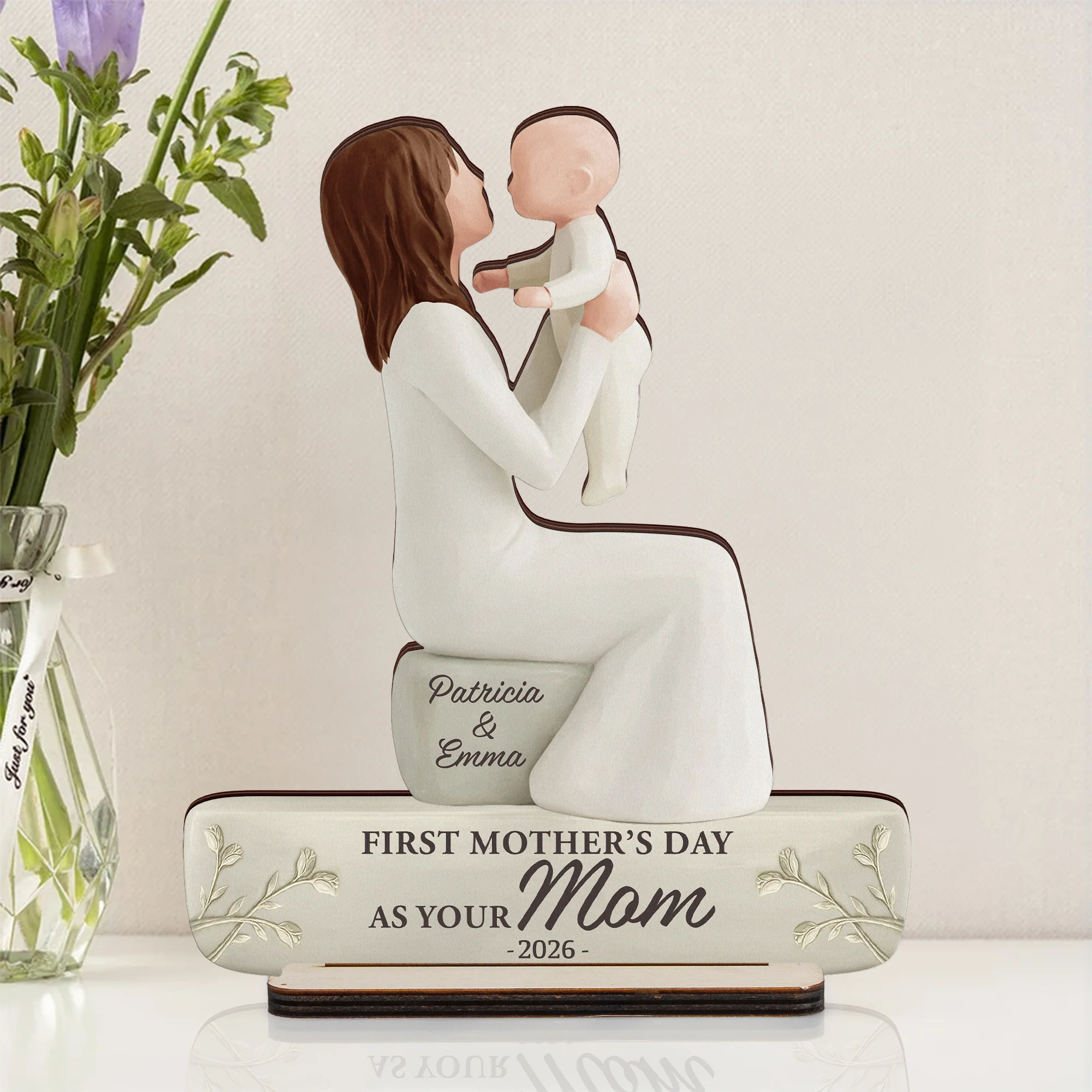First Mother's Day Mom Grandma - Personalized Wooden Plaque - Image 4