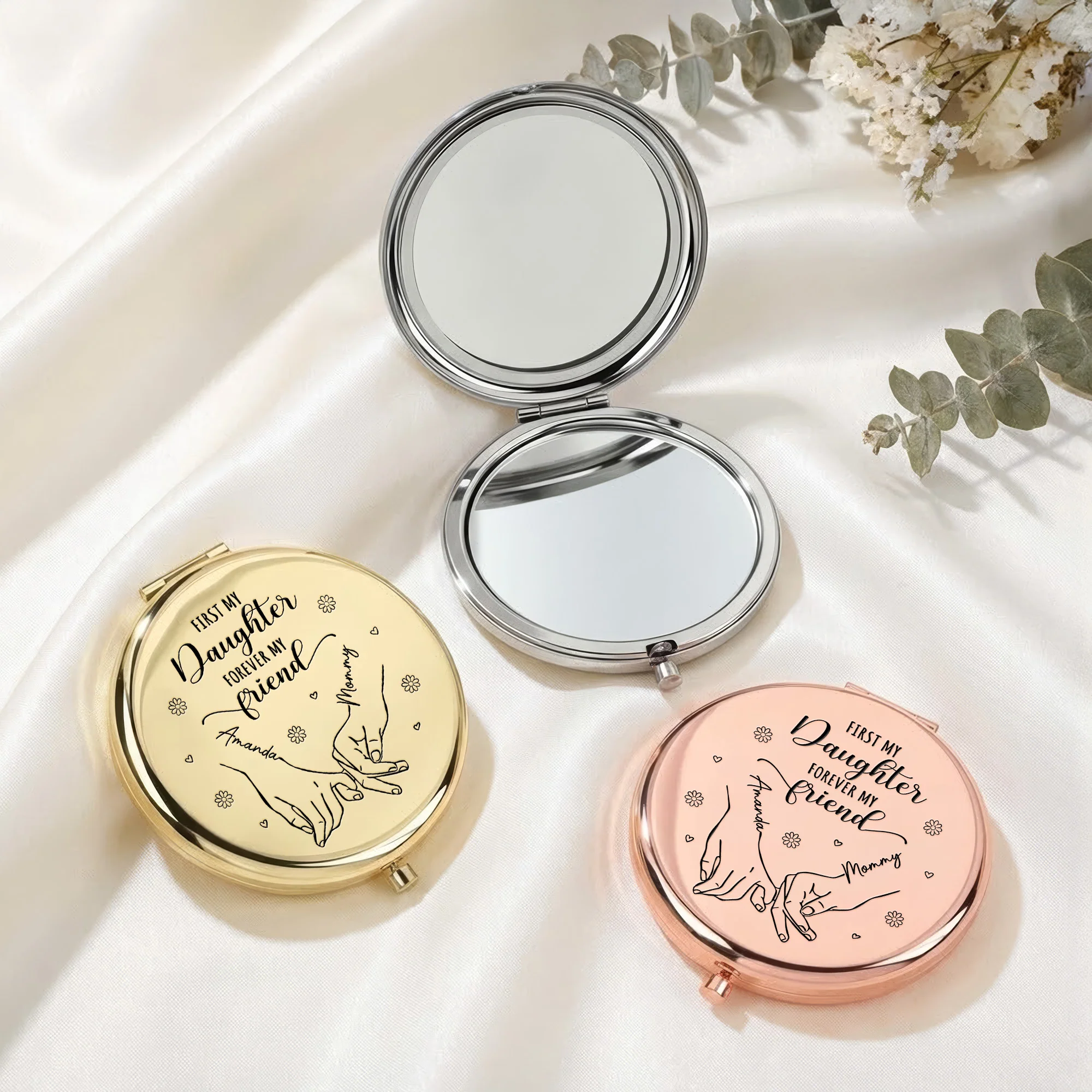 First My Mother Forever My Friend - Personalized Compact Mirror