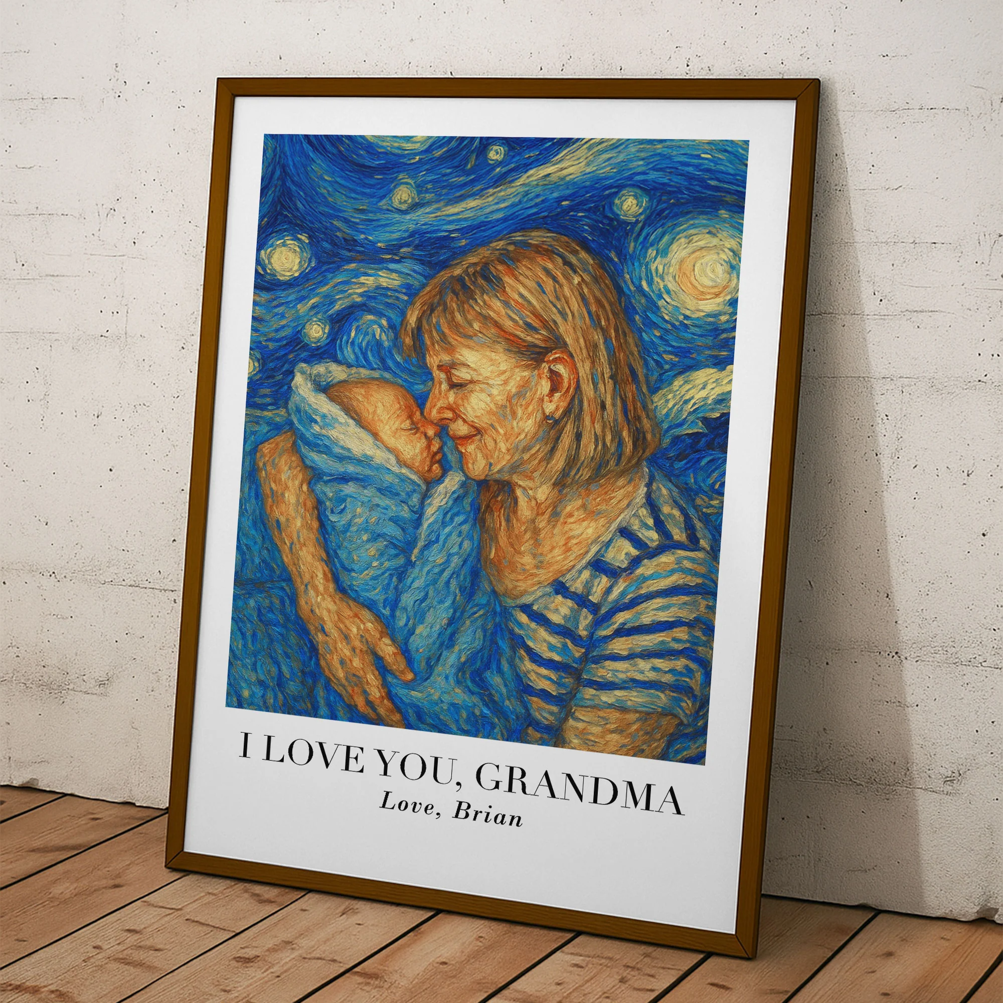 First Time Grandma Grandpa Van Gogh Art - Personalized Photo Poster - Image 5