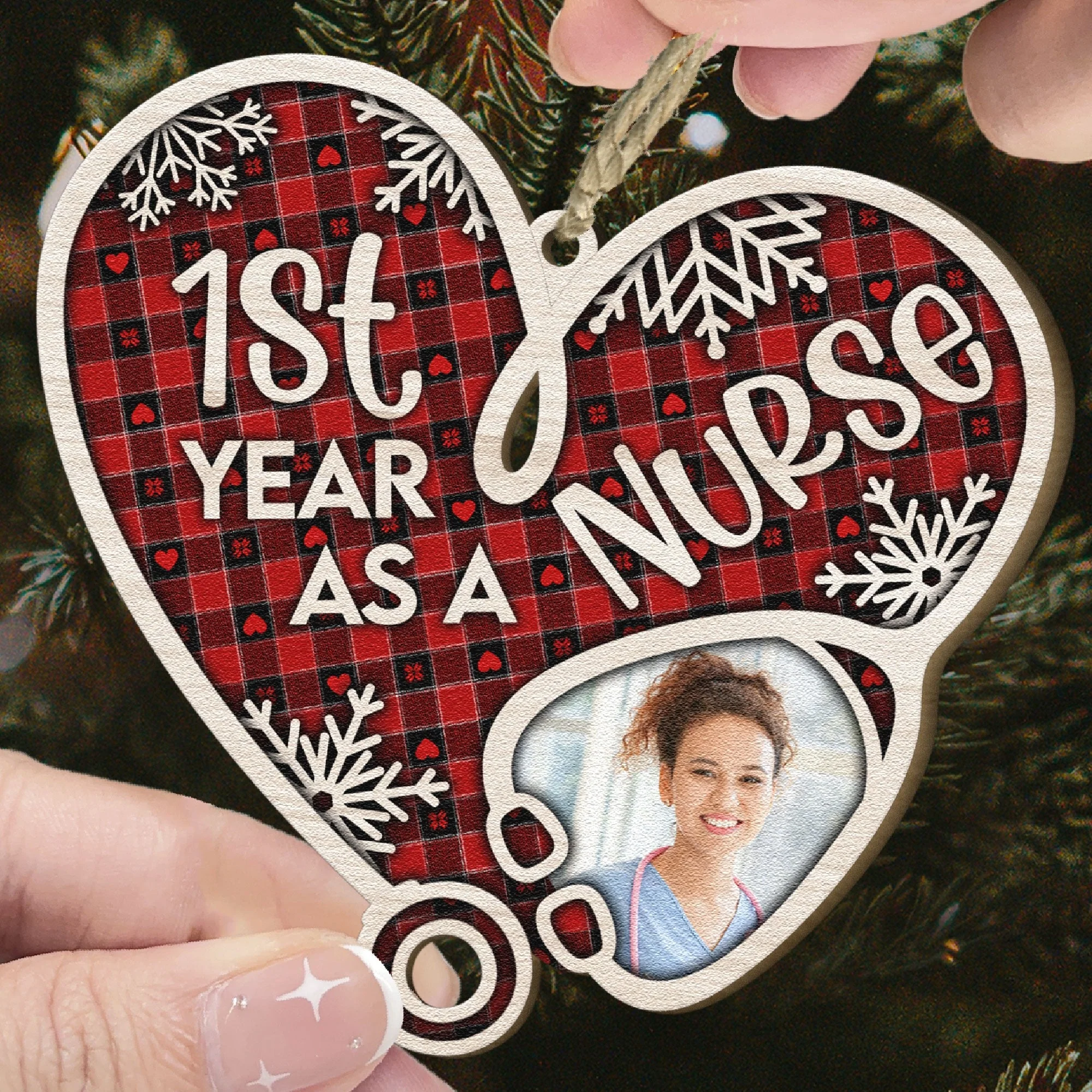 First Year As A Nurse - Personalized Wooden Ornament - Image 2