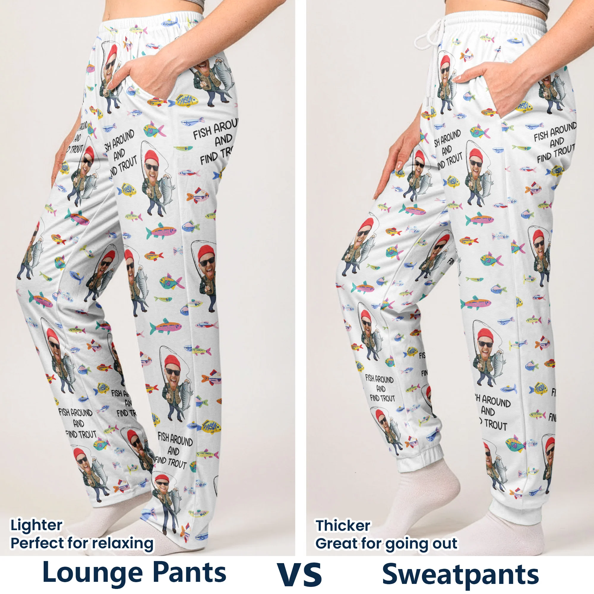 Fish Around And Find Trout - Personalized Sweatpants, Lounge Pants With Pockets - Image 5