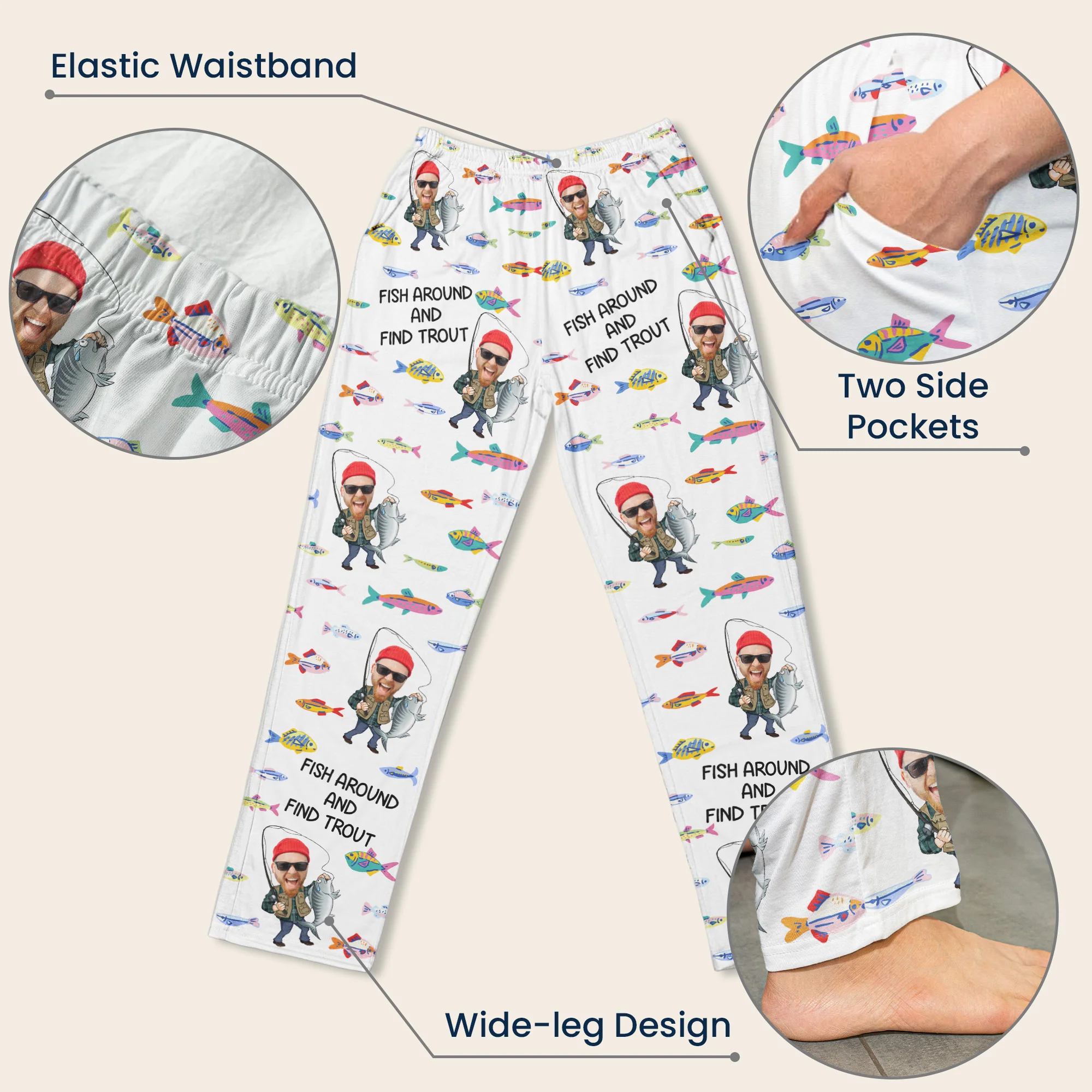 Fish Around And Find Trout - Personalized Sweatpants, Lounge Pants With Pockets - Image 7
