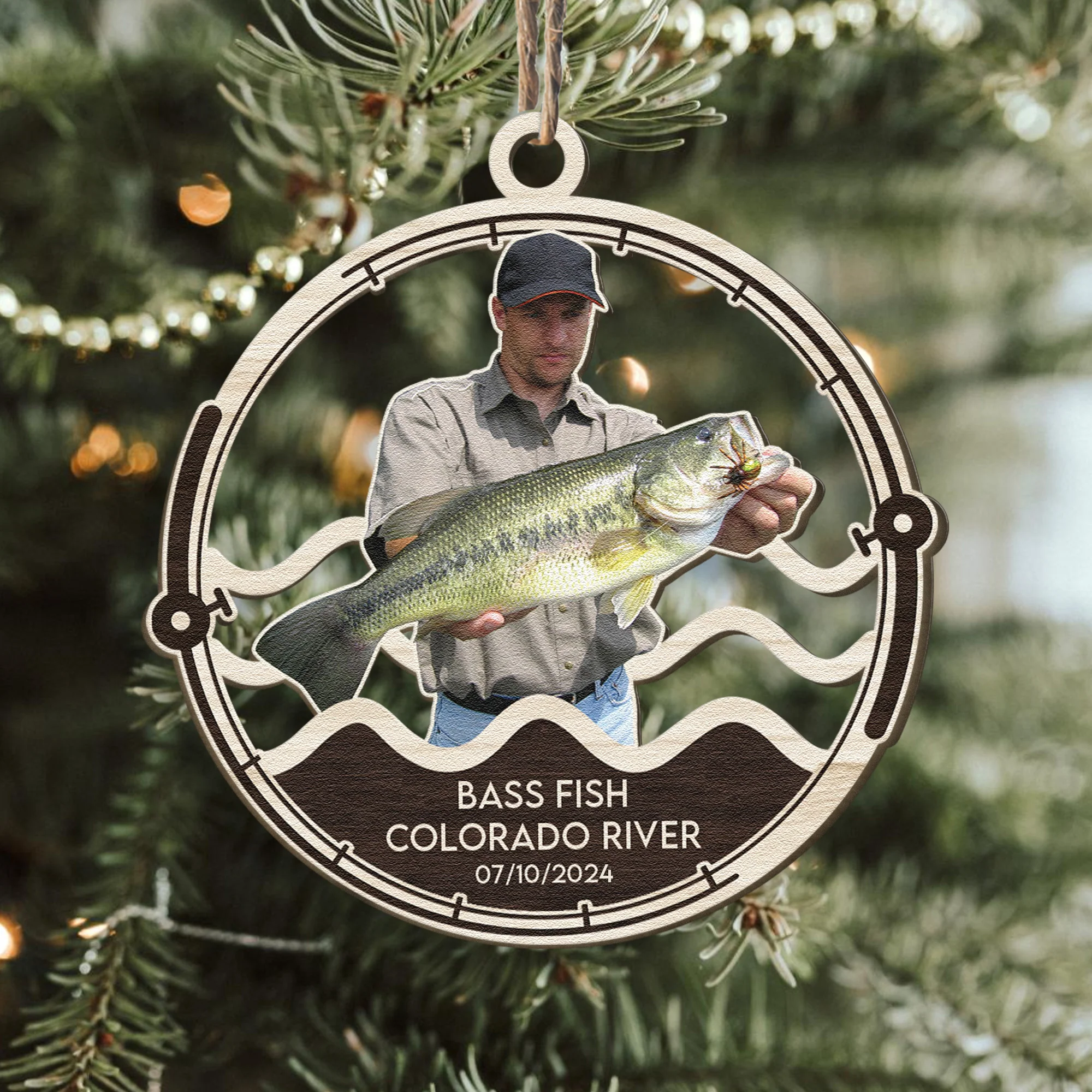 Fishing Custom Photo For Fisher, Fishing Lovers - Personalized Wooden Photo Ornament - Image 2