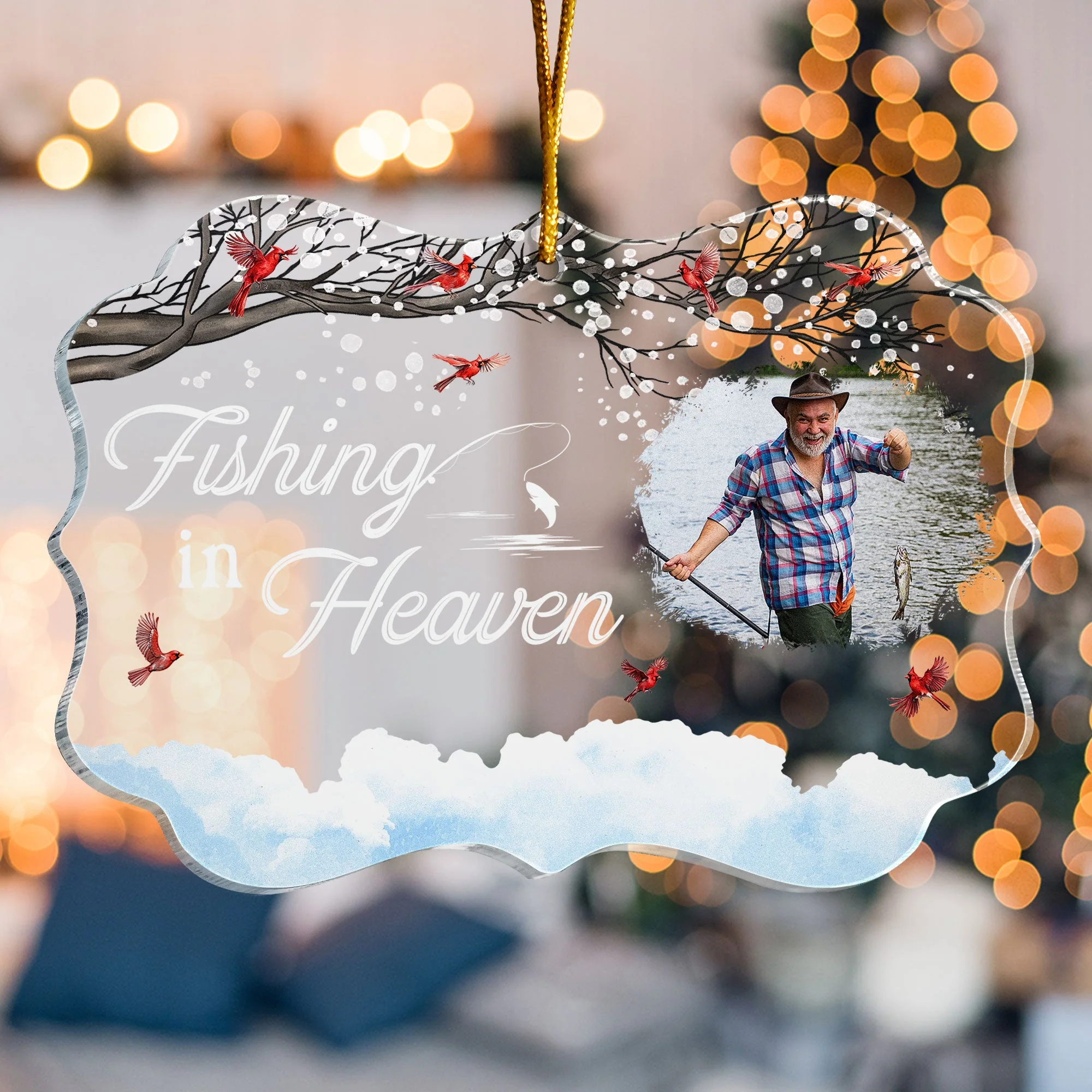 Fishing In Heaven - Ver 2 - Personalized Acrylic Photo Ornament - Image 5