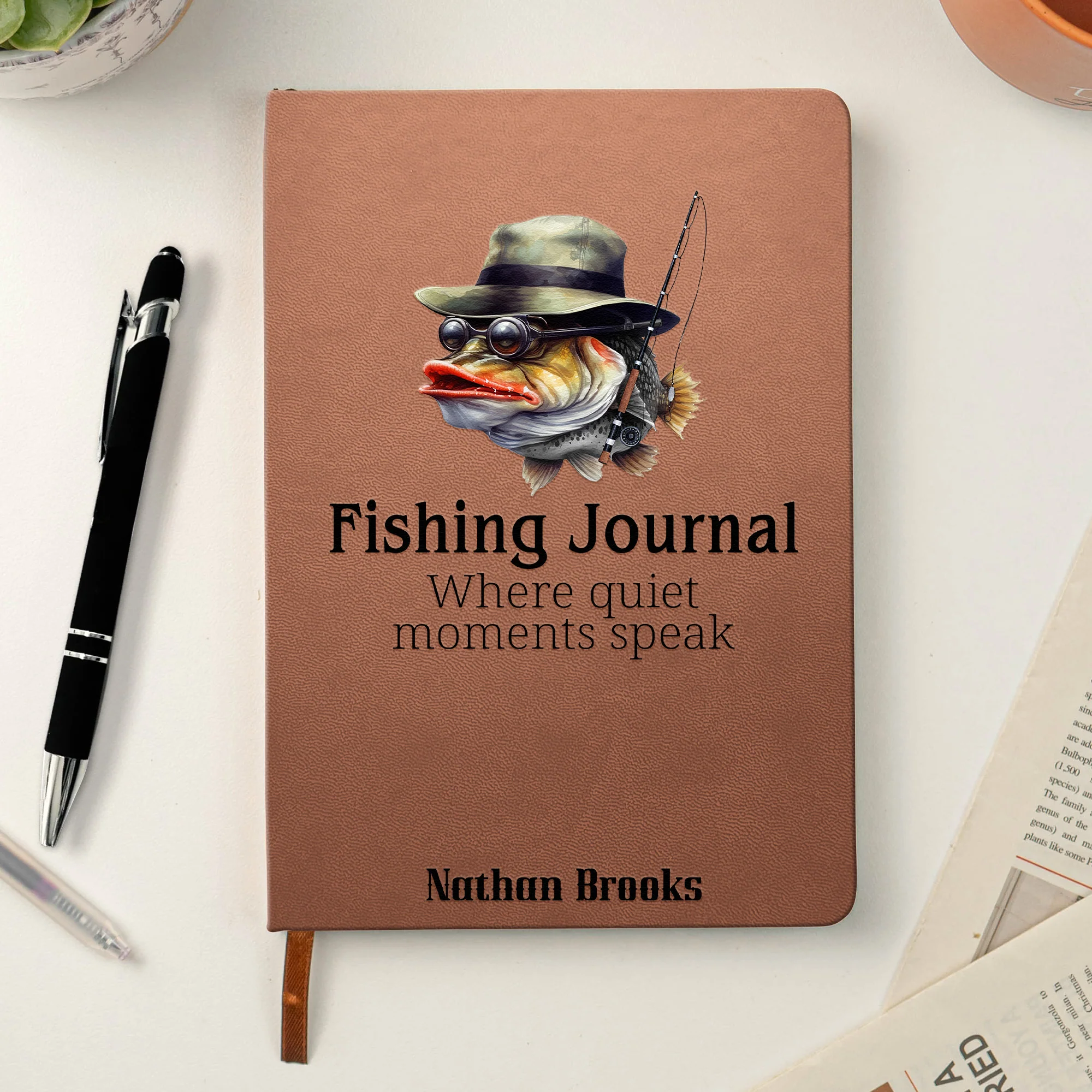 Fishing Journal For Fishing Lovers, Men, Husband, Grandpa, Dad - Personalized Hardcover Journal - Image 2